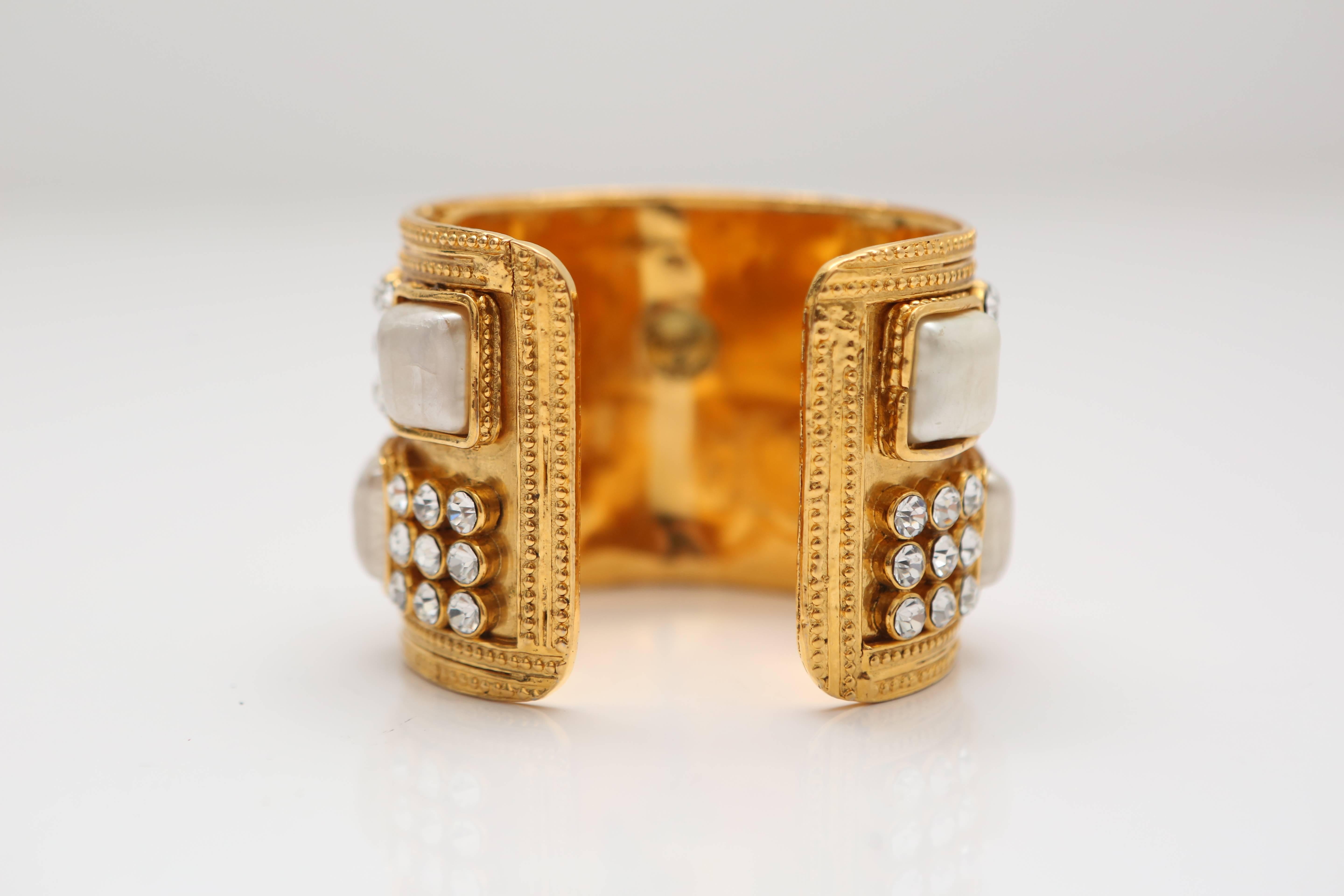 Women's Chanel Gold/Ivory Embellished Cuff