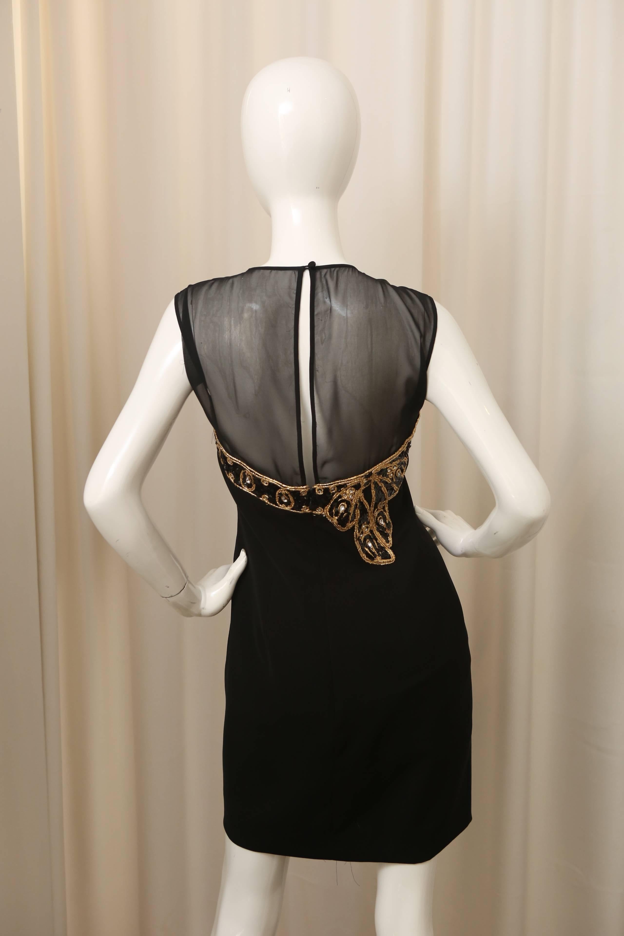 CD de Christian Dior Black/Gold Dress with Sequin/Mesh Detail In Good Condition In Bridgehampton, NY