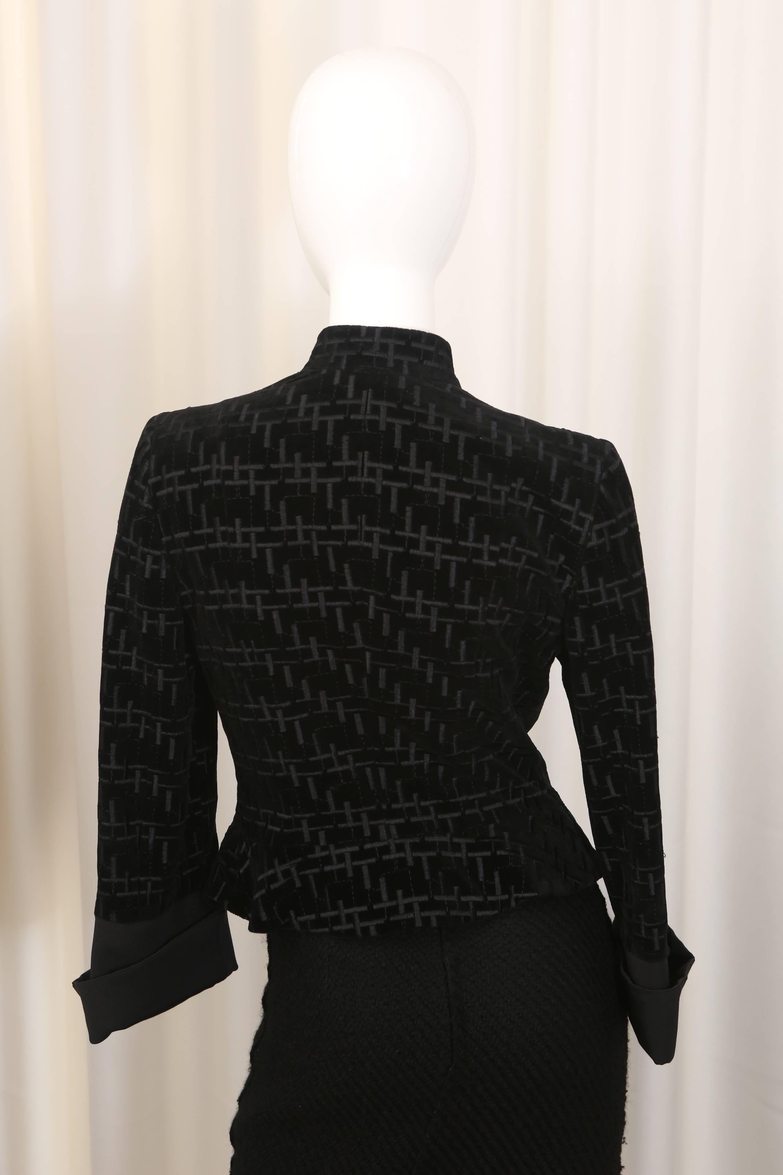 Giorgio Armani Black Patterned Jacket With Double Breasted Snaps  In Good Condition In Bridgehampton, NY