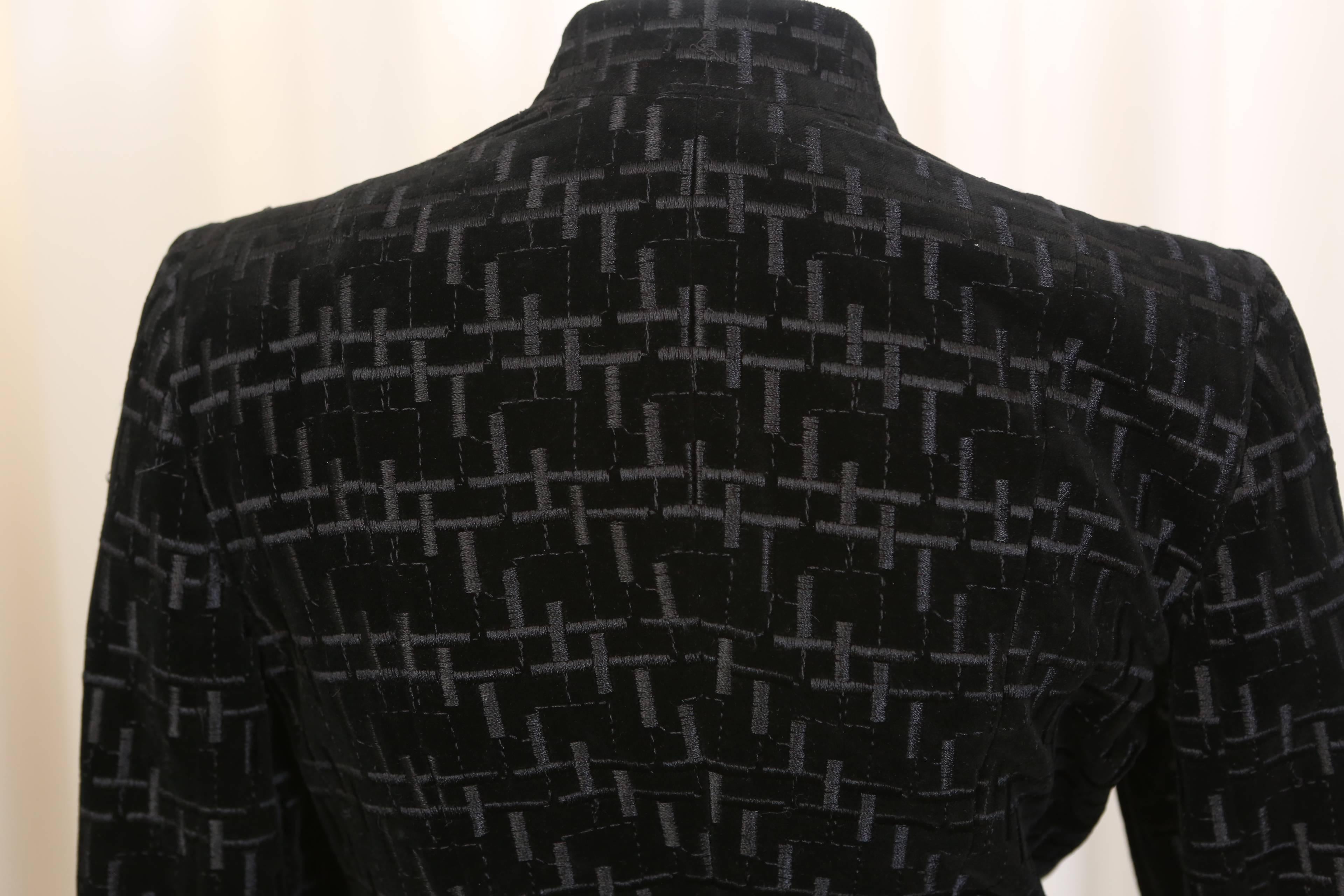 Women's Giorgio Armani Black Patterned Jacket With Double Breasted Snaps 