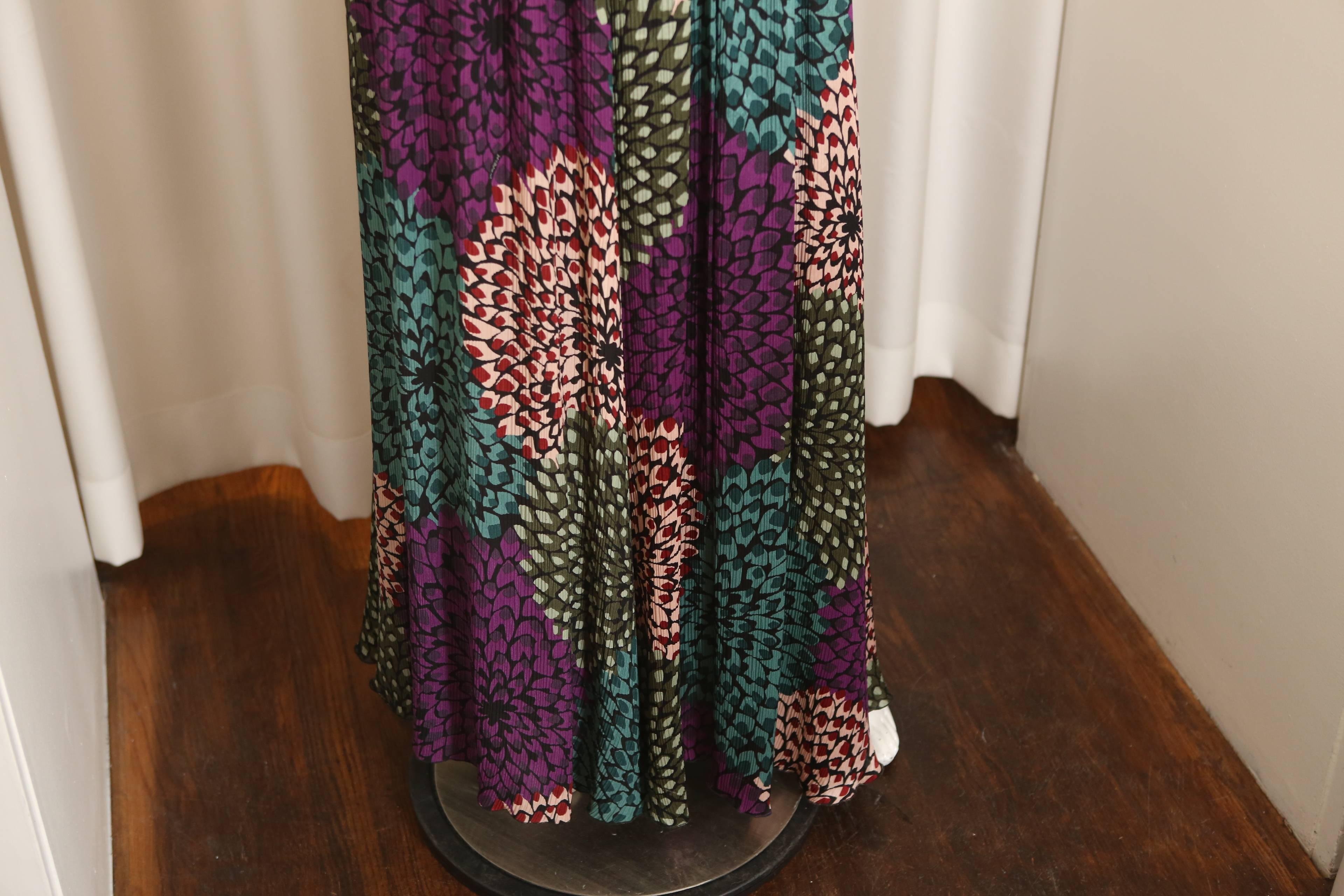 Gray Missoni Purple/Green Printed Halter Gown W/ Embellishments 
