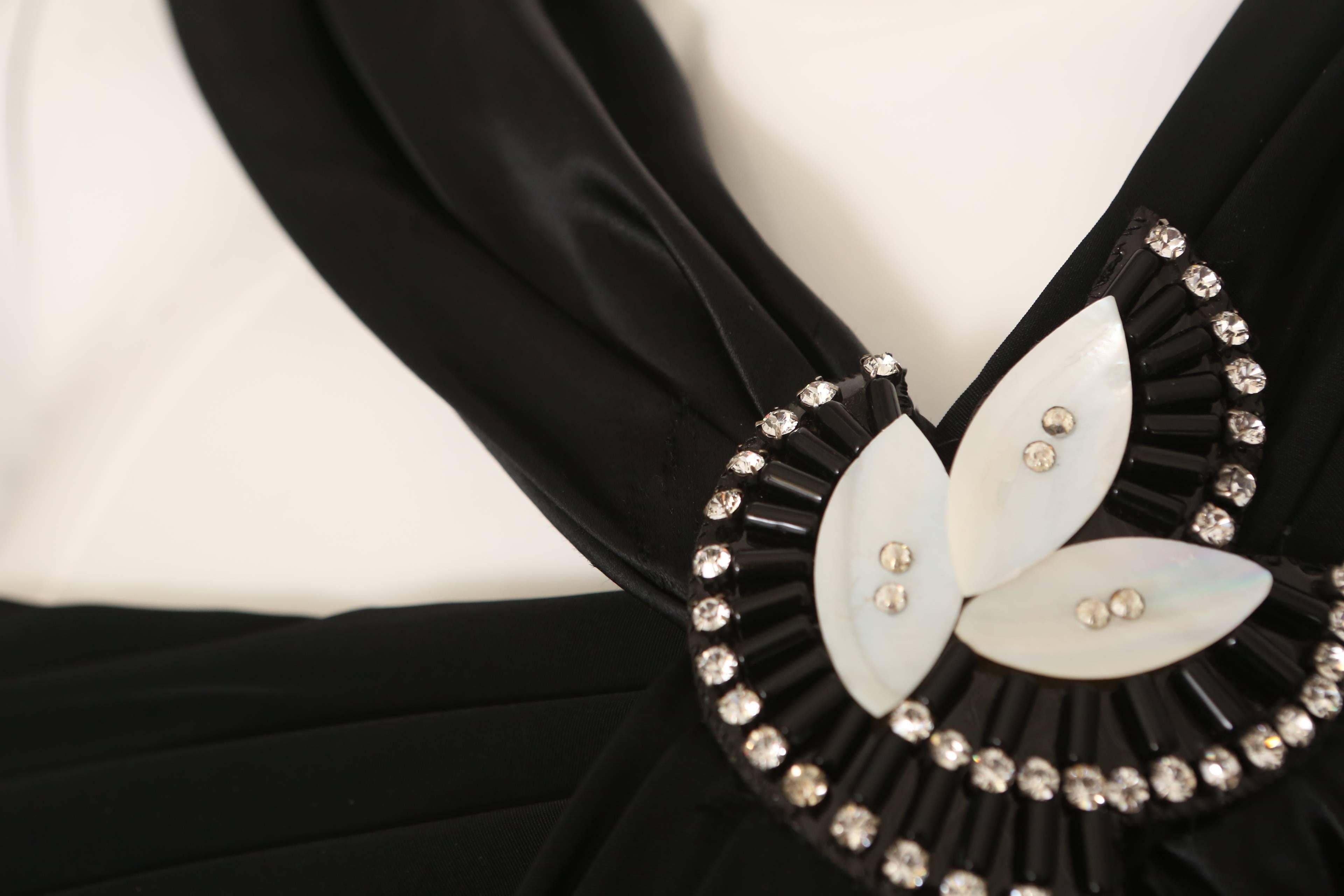 Gucci Black Cocktail Dress W/ Belt & Embellishment  In Fair Condition In Bridgehampton, NY
