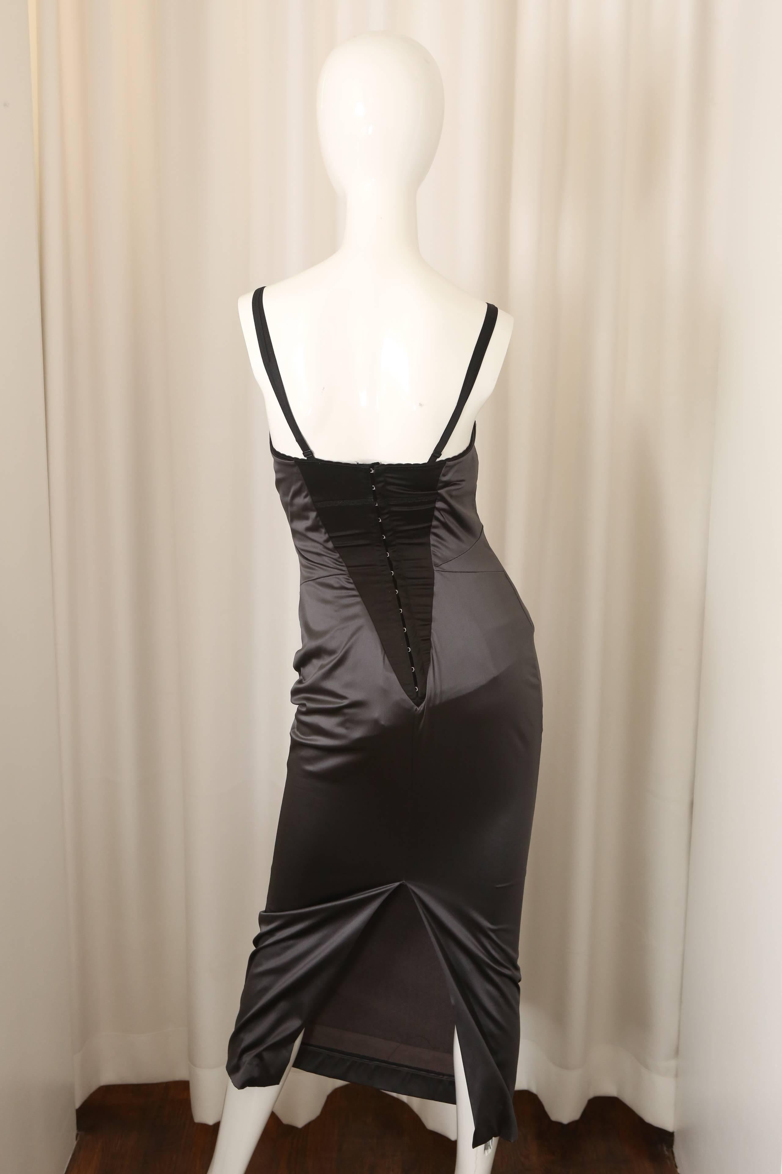 Dolce & Gabbana Black/Grey Dress W/ Back Slit In Good Condition In Bridgehampton, NY