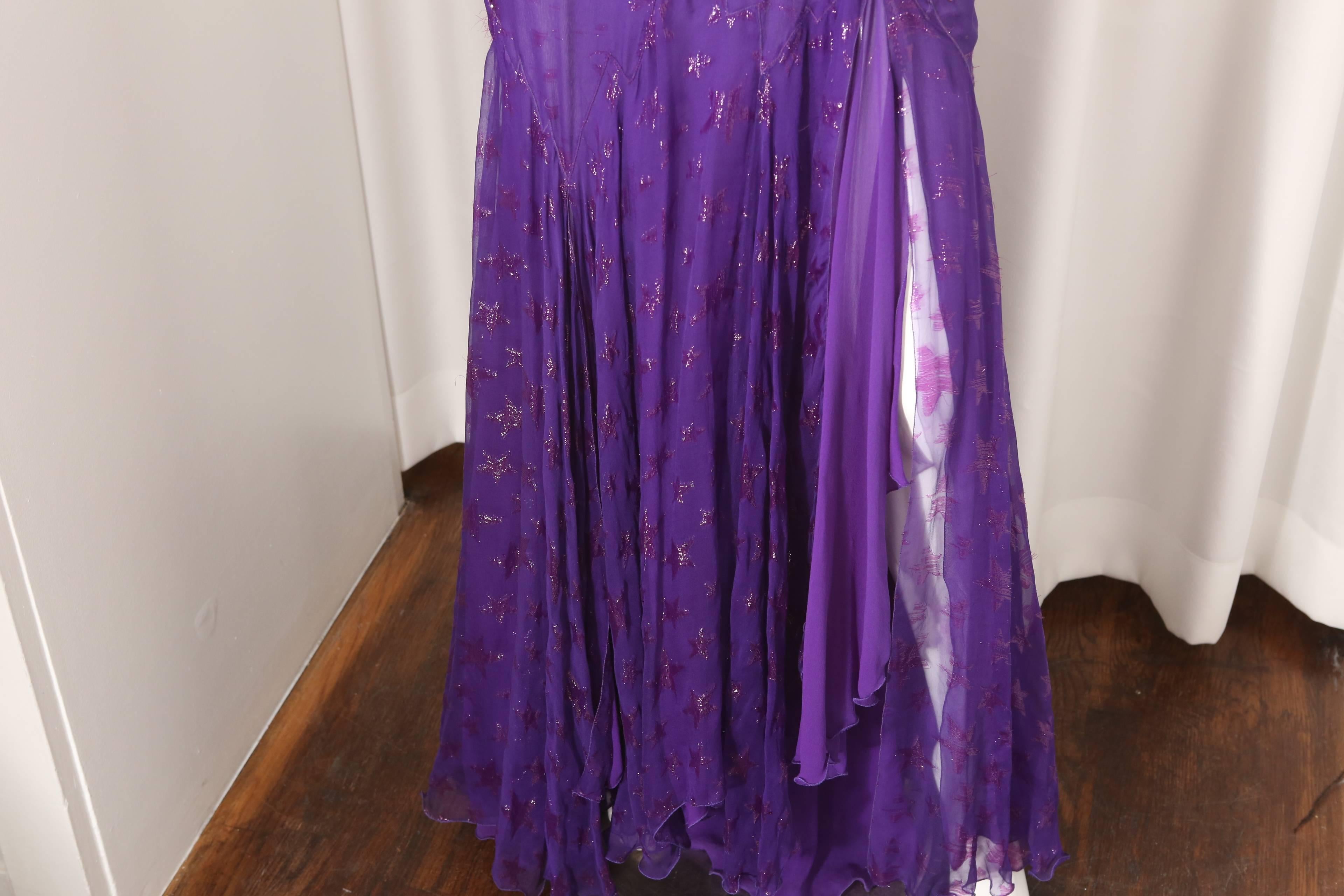 Gianni Versace Purple Embellished Halter Gown  In Good Condition In Bridgehampton, NY