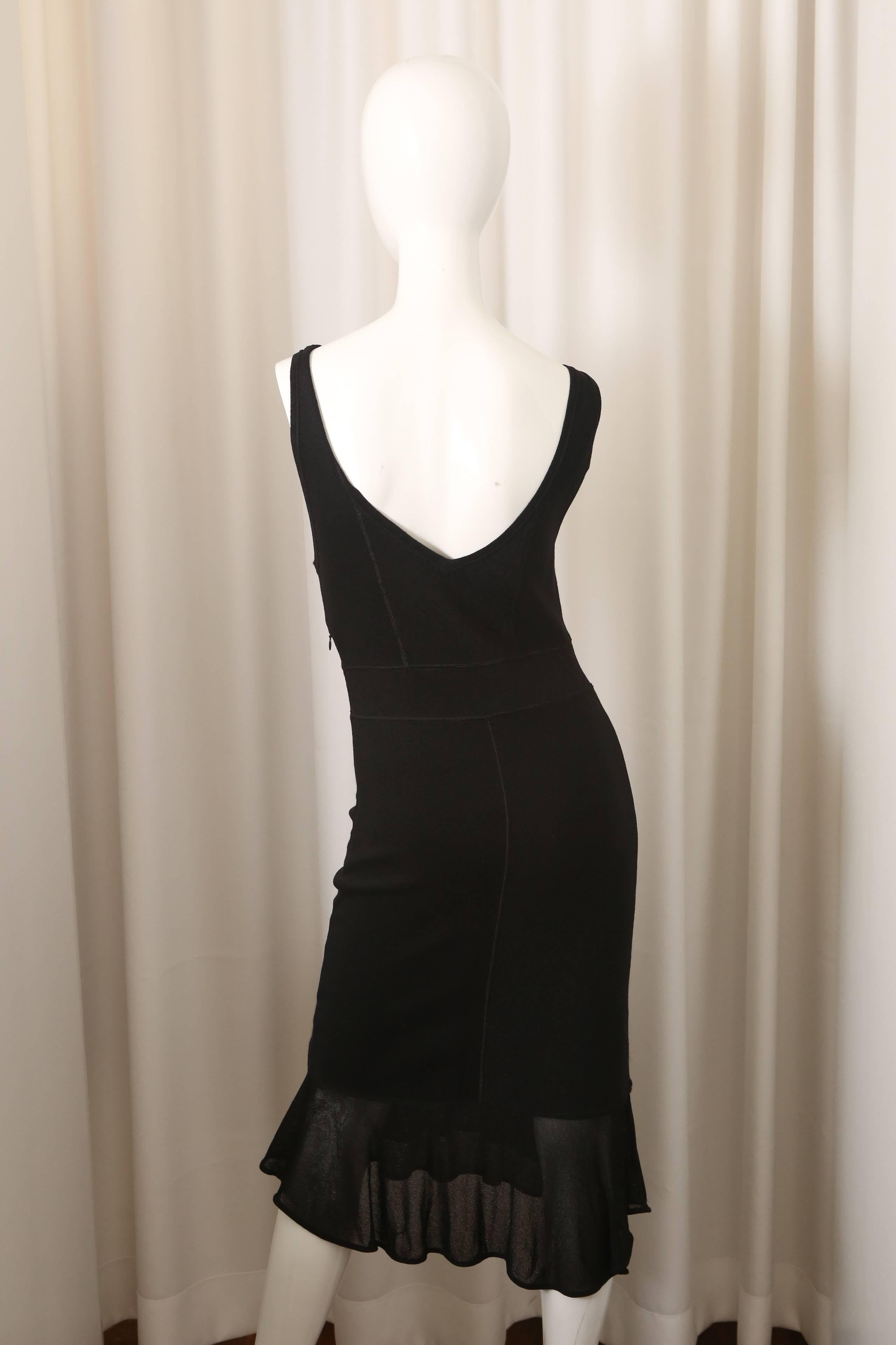 Women's Zac Posen Sleeveless Black Textured Dress W/ Flare Bottom