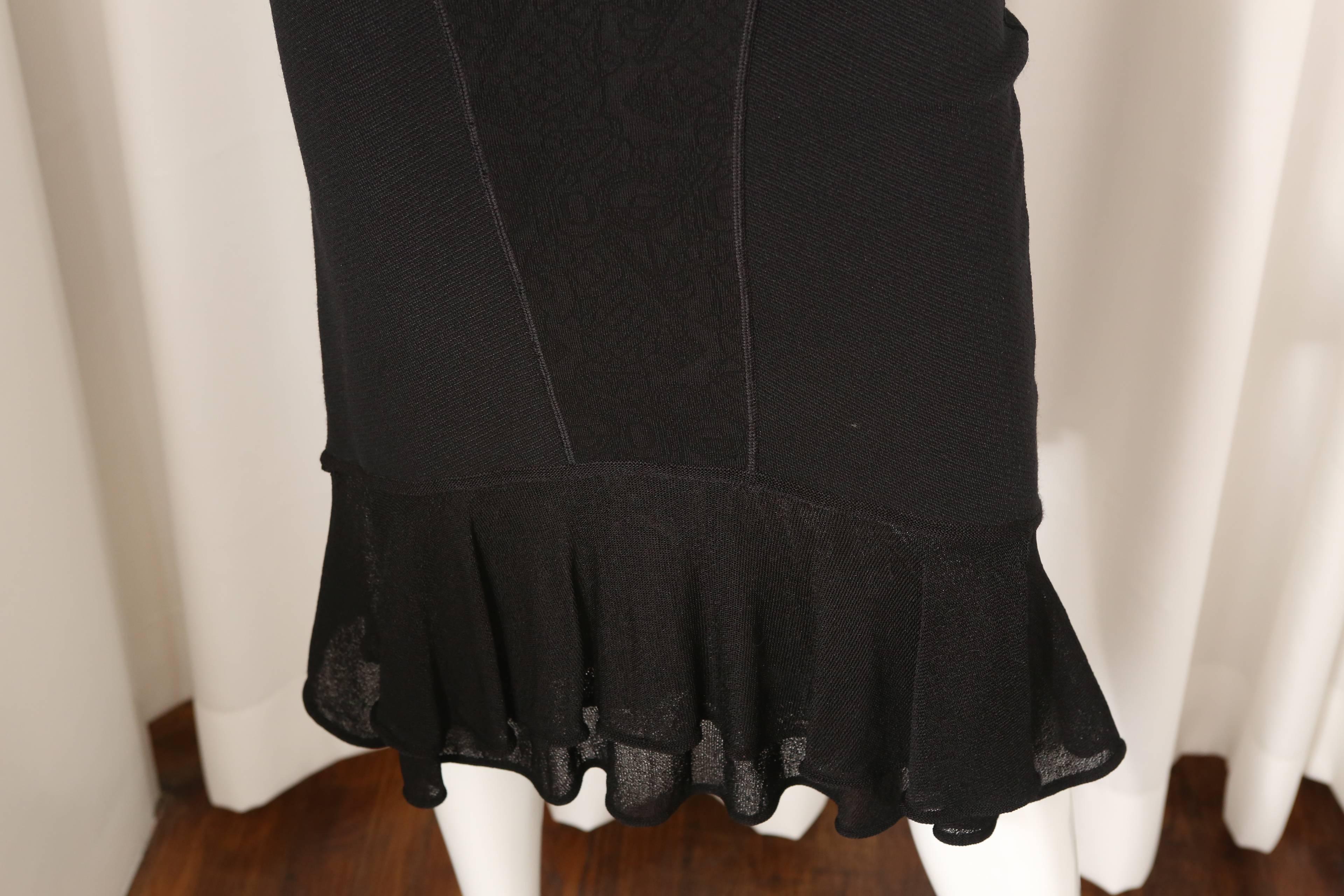 Zac Posen Sleeveless Black Textured Dress W/ Flare Bottom In Excellent Condition In Bridgehampton, NY