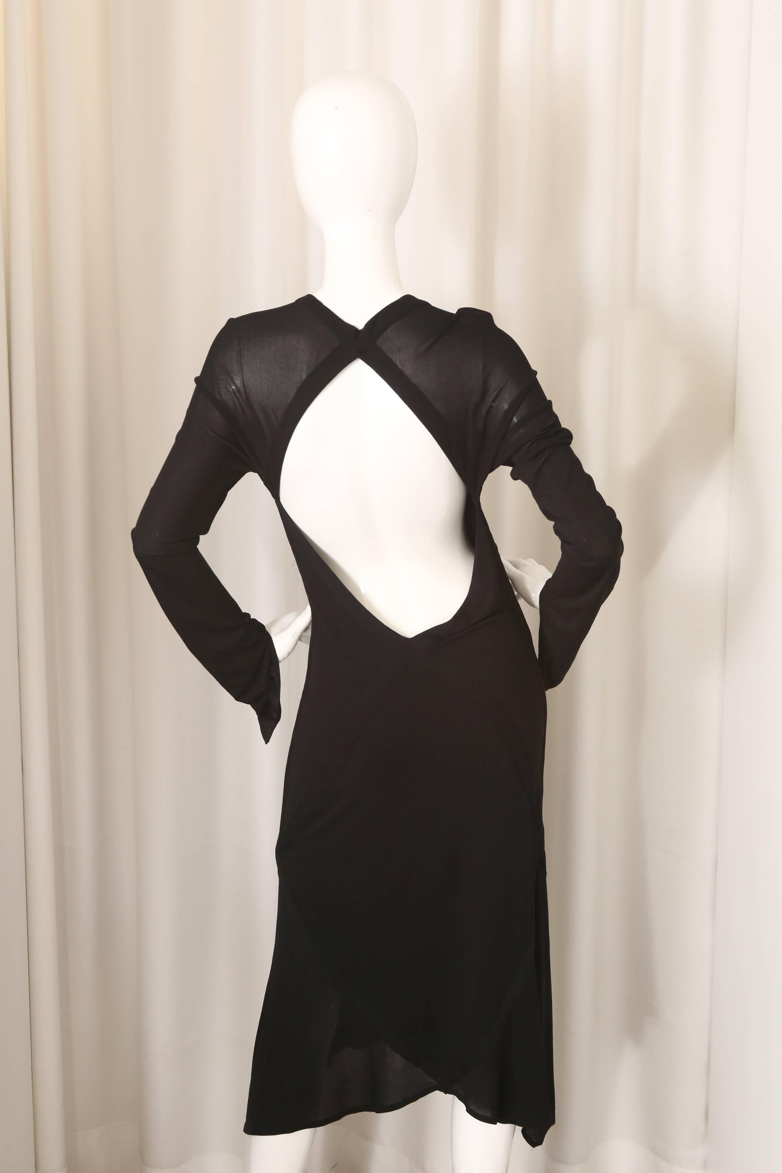 YSL Black Dress W/ Bell Sleeves and Open Back  1
