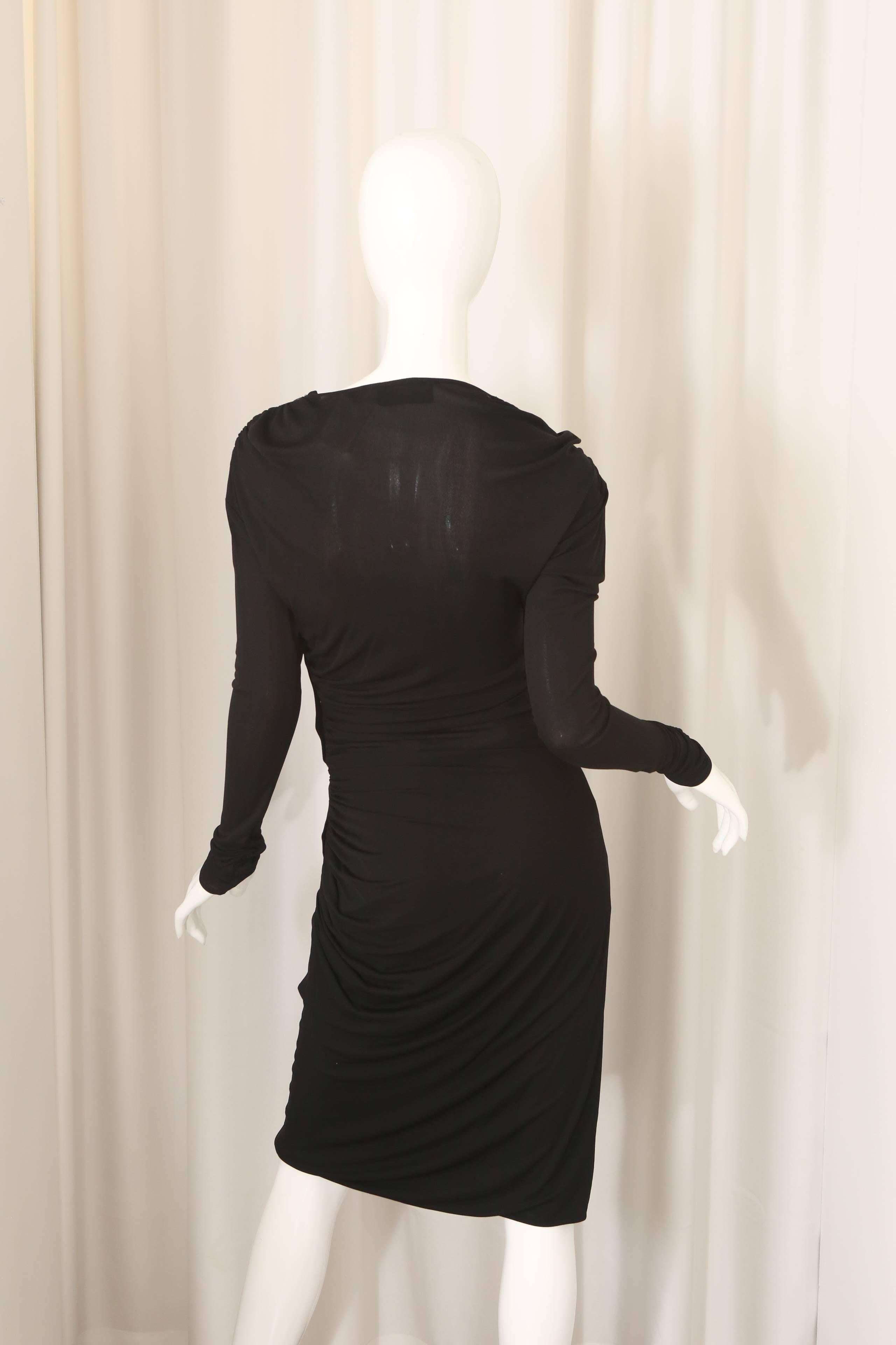 Women's Derek Lam Black Long Sleeve Dress W/ Faux Wrap 