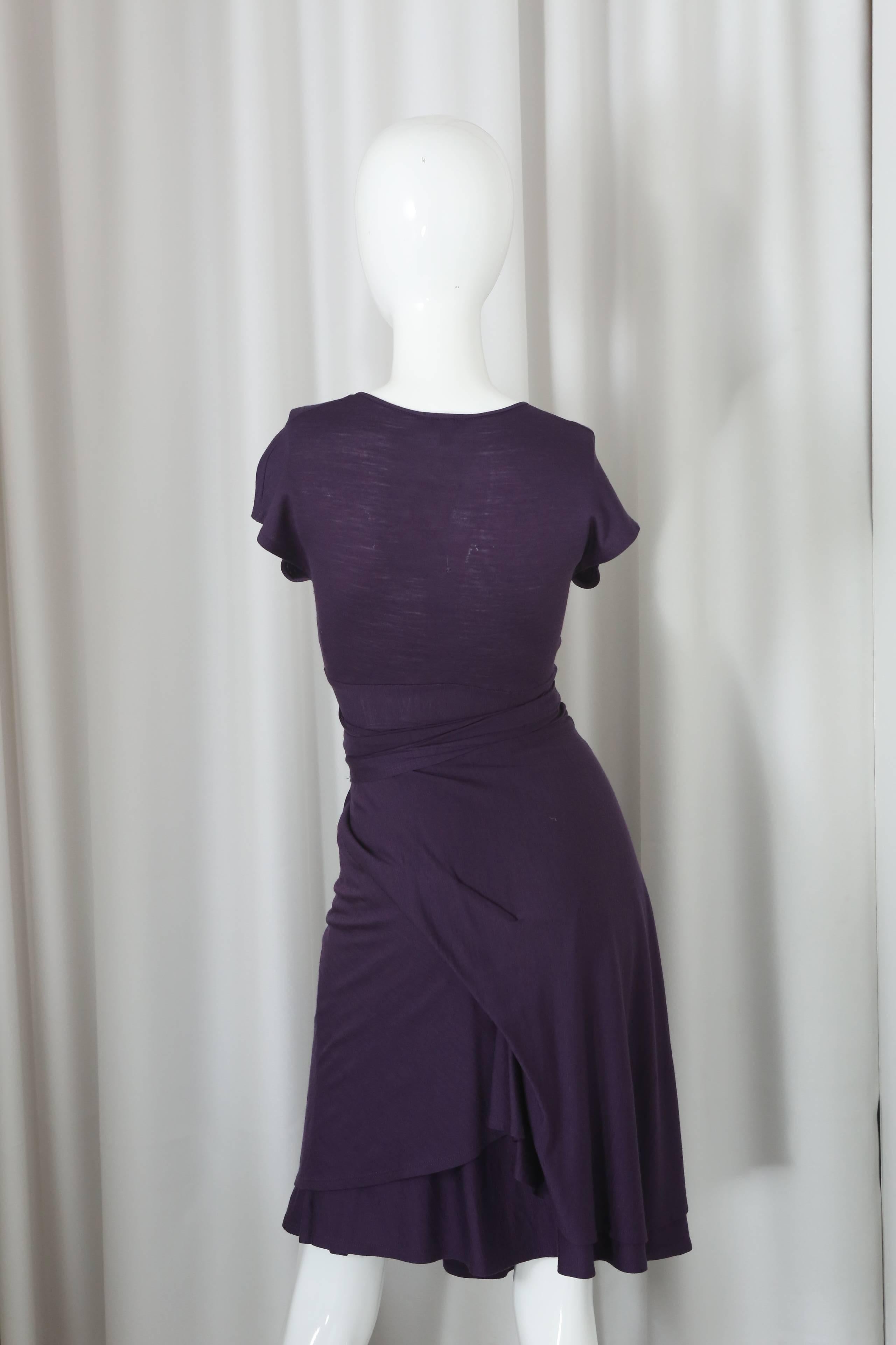 Women's Morgane Le Fay Short Sleeve Purple Wrap Dress W/ Gathering