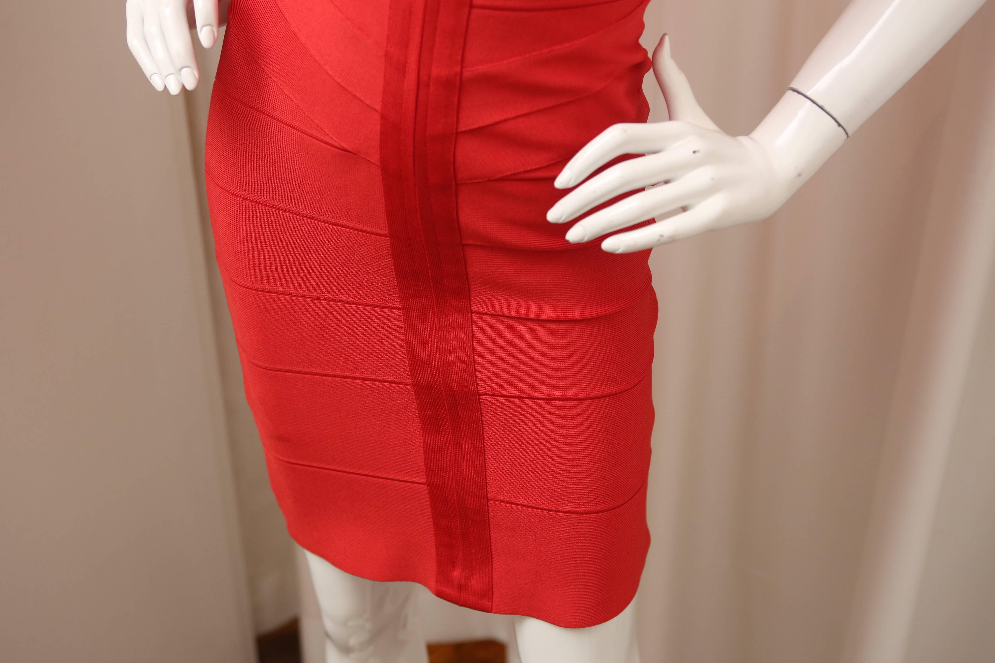 red herve leger dress