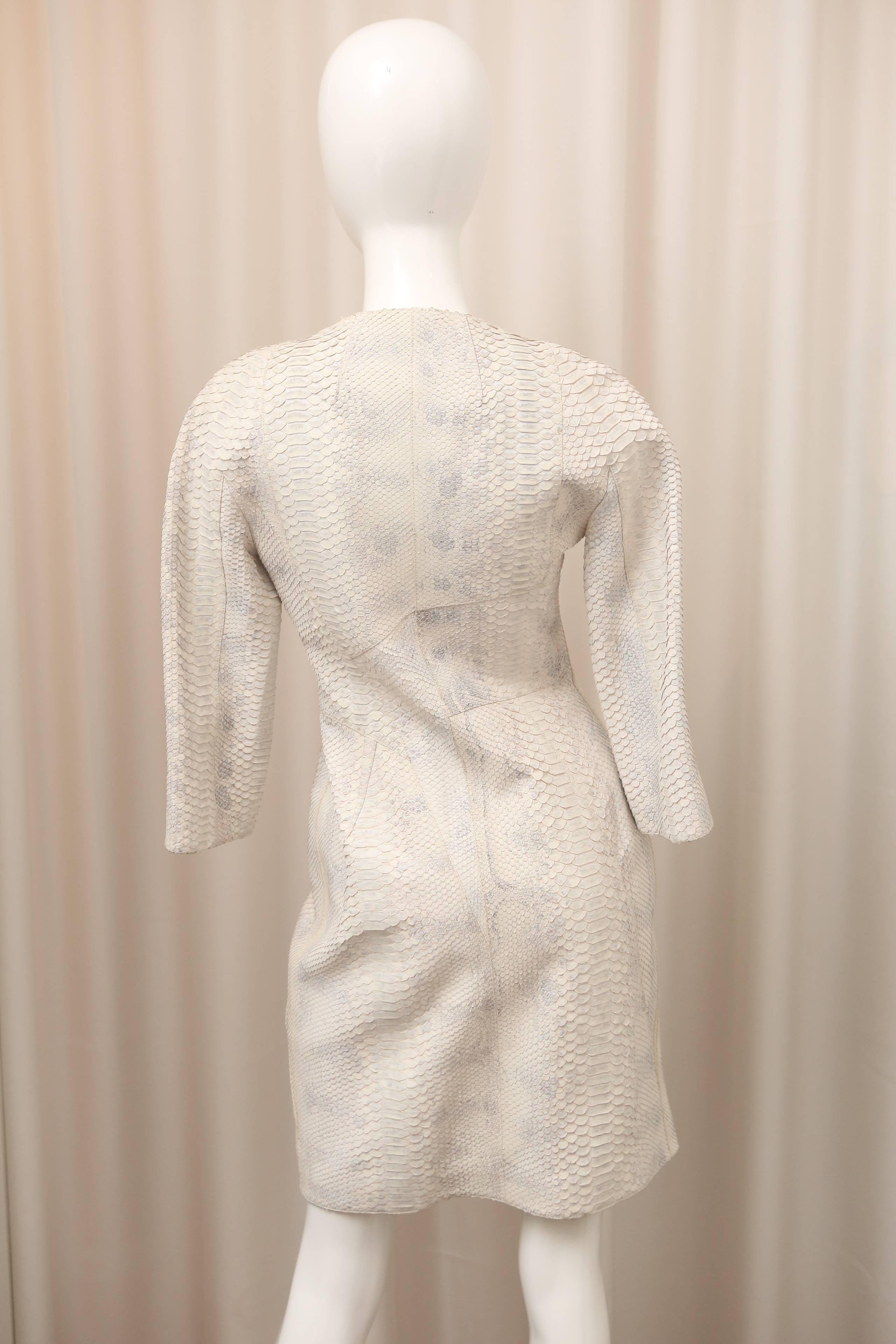 2008 Christian Dior Ivory Python 3/4 Sleeve Evening Coat In Excellent Condition In Bridgehampton, NY