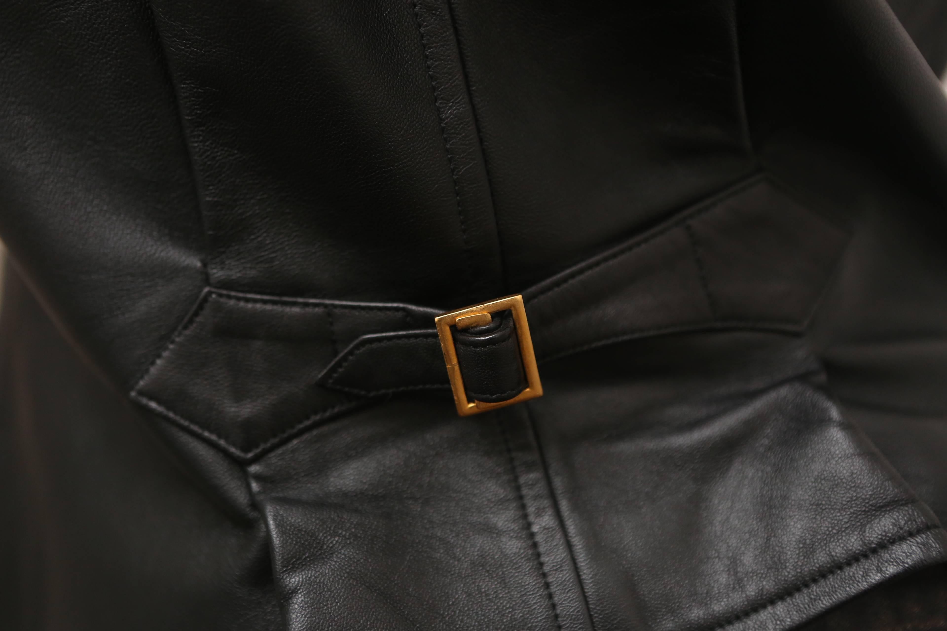 1993 Chanel Sleeveless Leather Vest W/ Gold HW  1