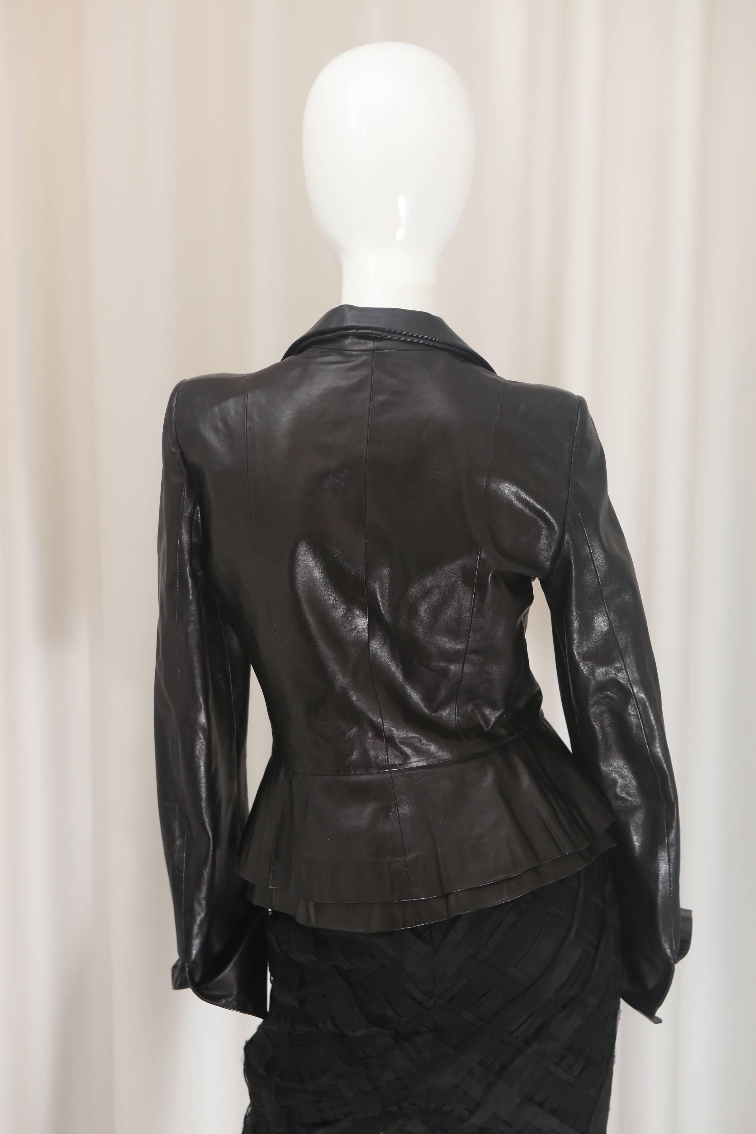 Women's Yves Saint Laurent Leather Peplum Jacket