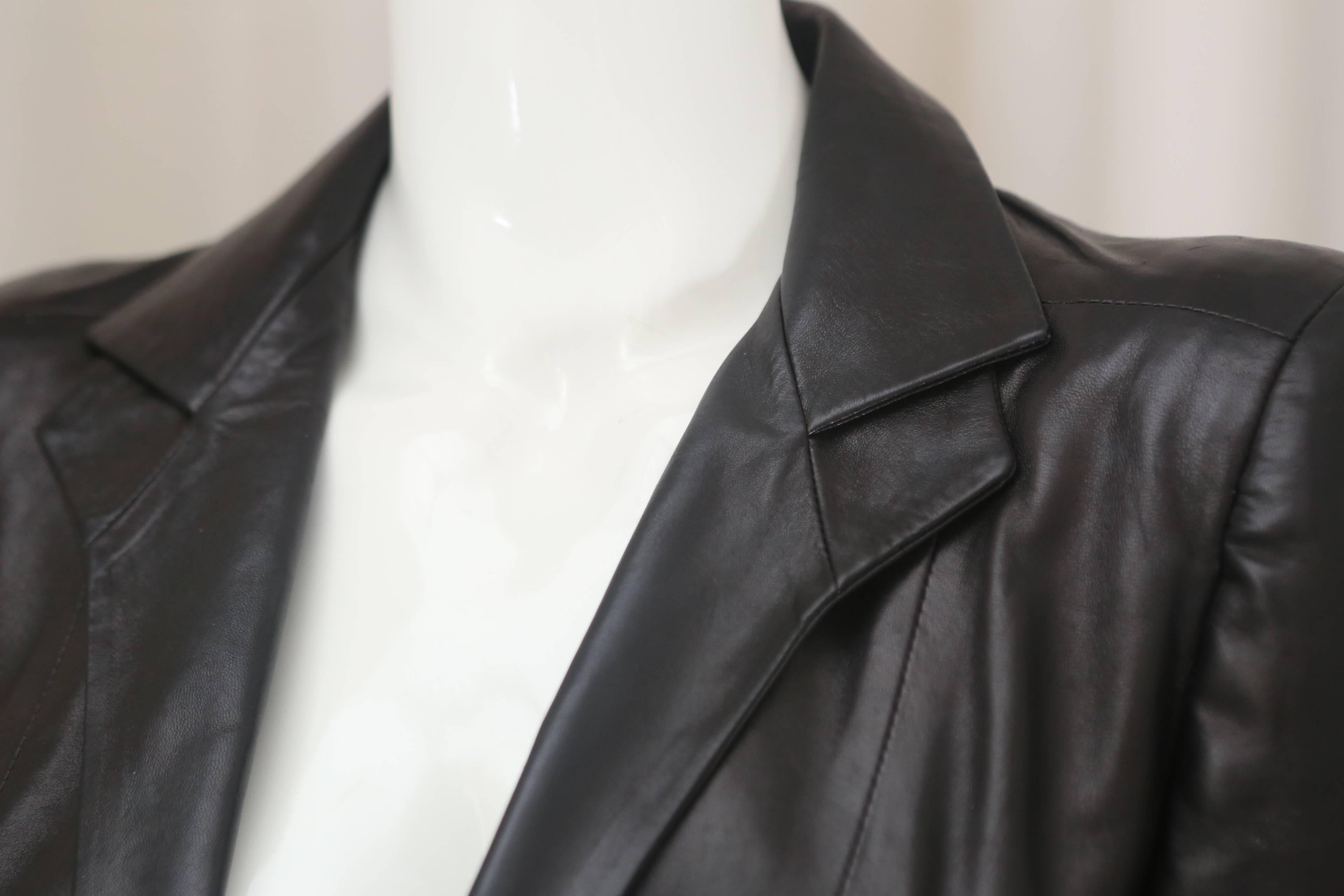 Yves Saint Laurent Leather Peplum Jacket In Good Condition In Bridgehampton, NY