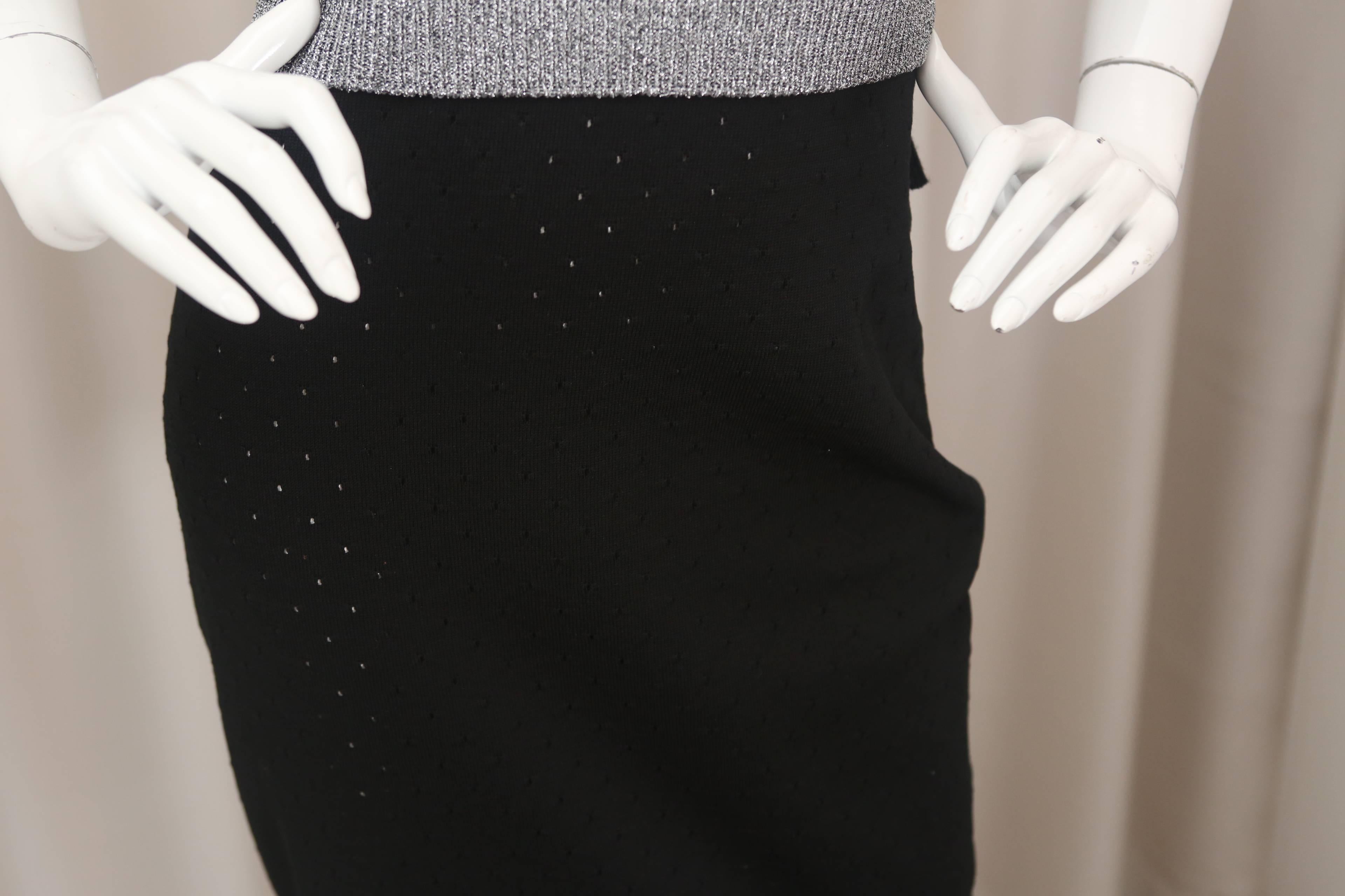 Louis Vuitton S/S Silver/Black V-Neck Sweater Dress In Good Condition In Bridgehampton, NY