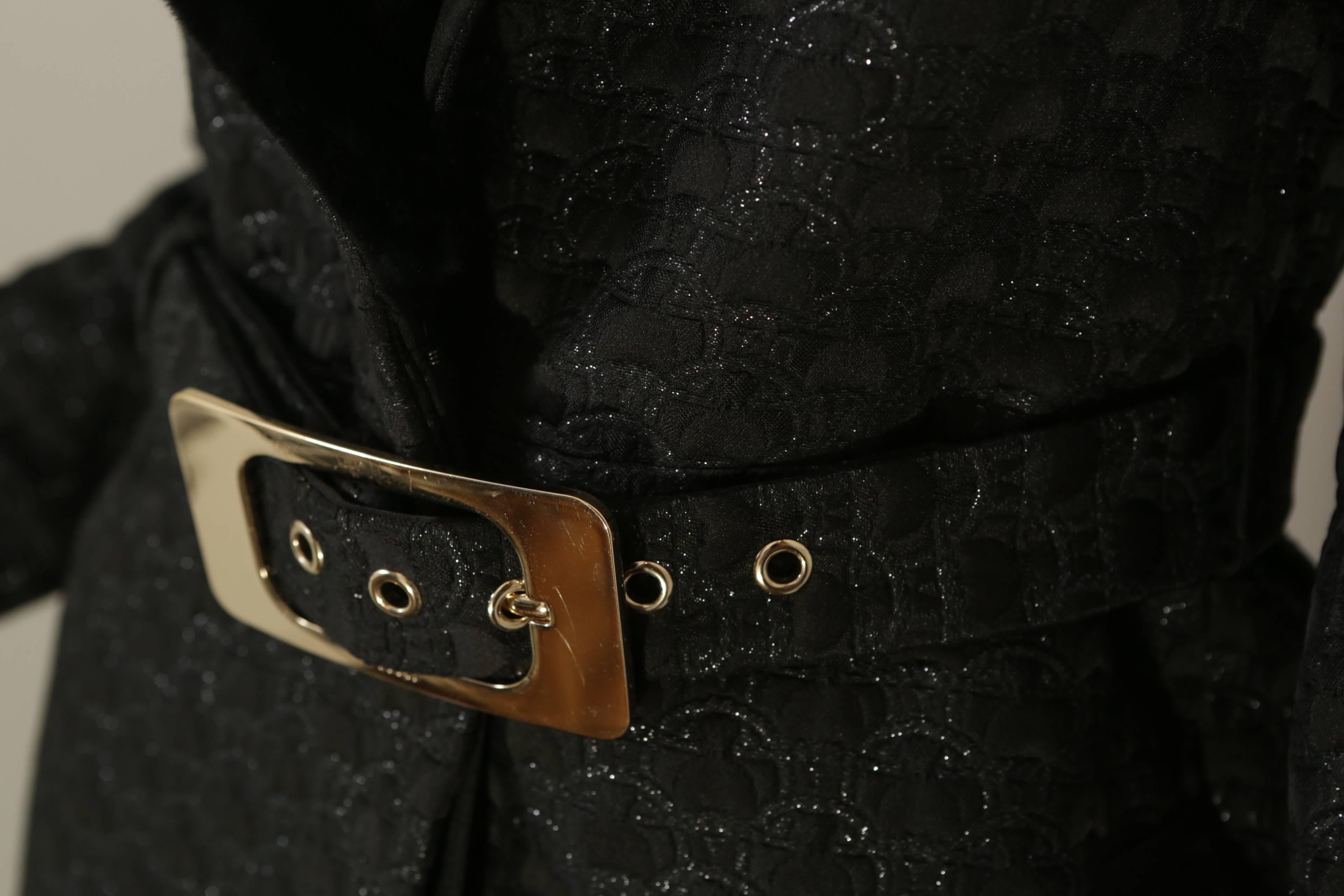 Black Gucci Full Length Coat W/ Belt & Real Fur Collar