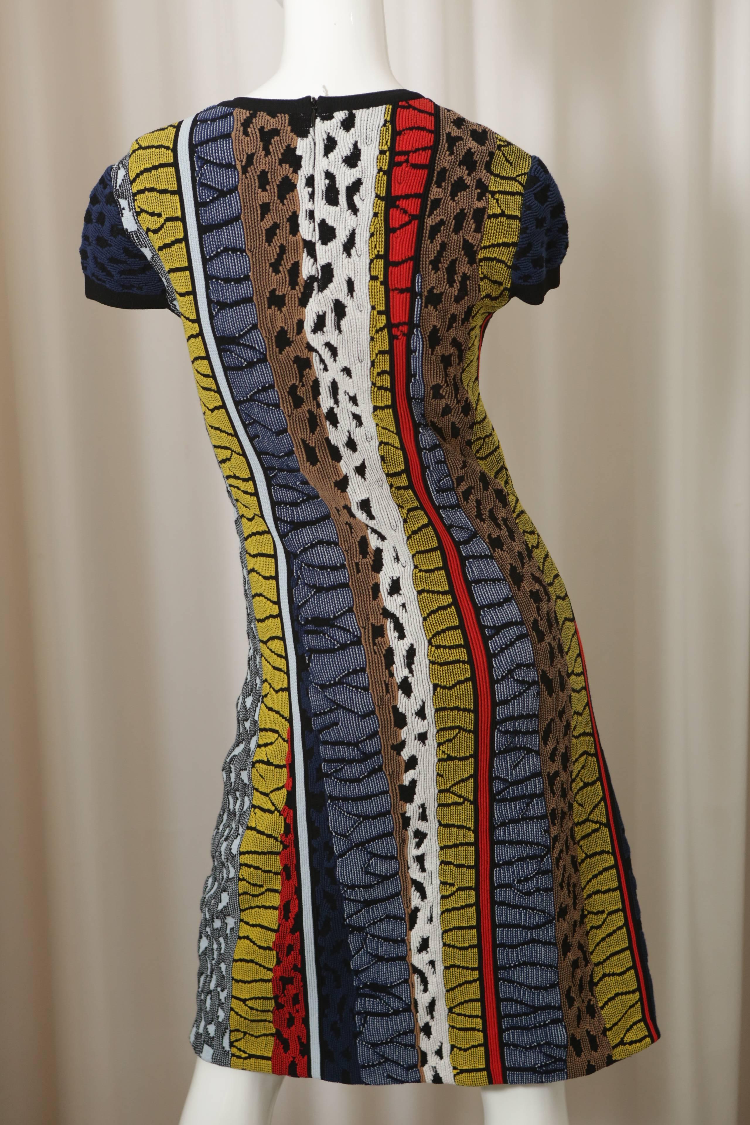 Women's Fendi Cap-Sleeve Multi-Patterned Flare Dress