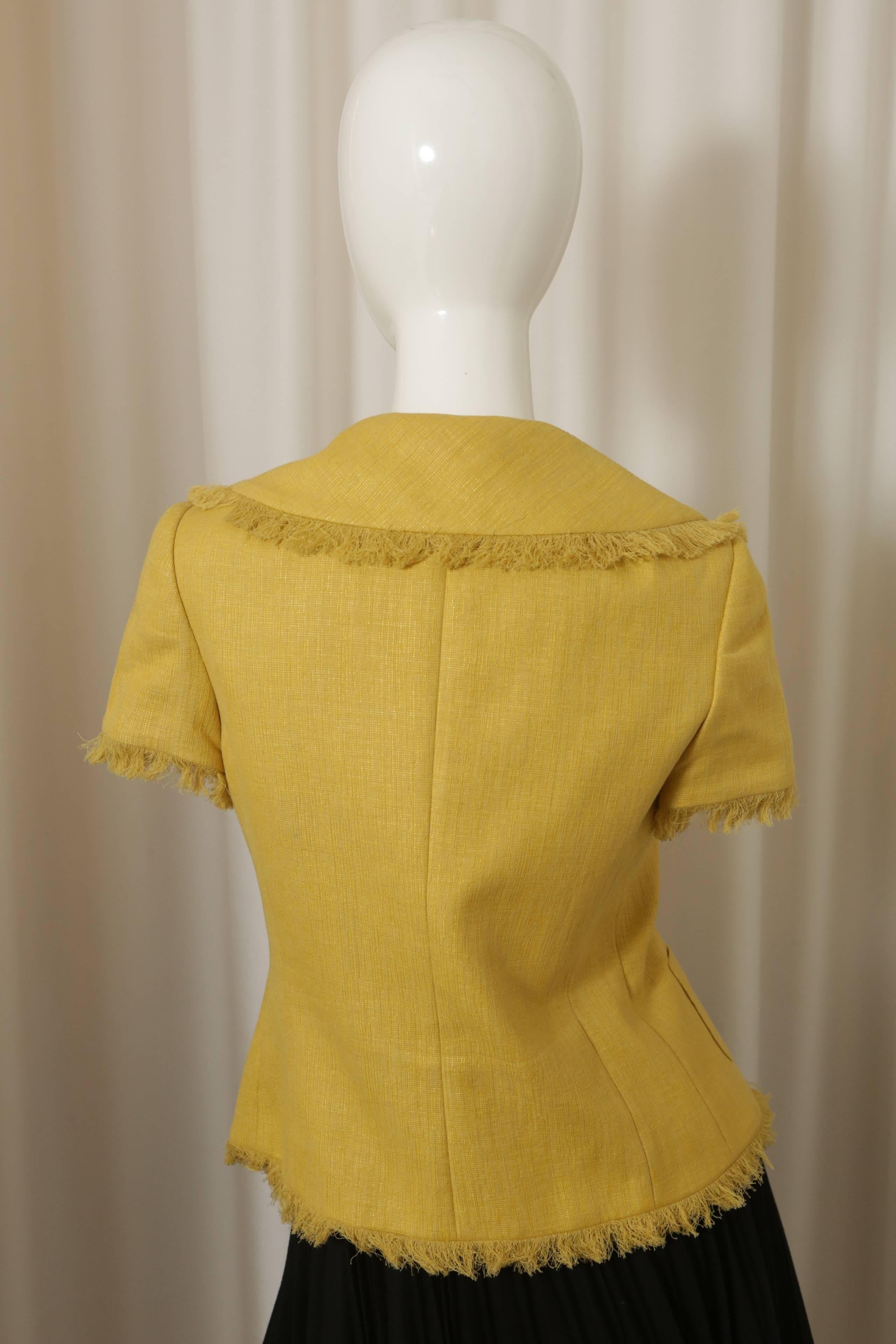 Women's Christian Dior Marigold Short Sleeve Blazer with Frayed Hem 
