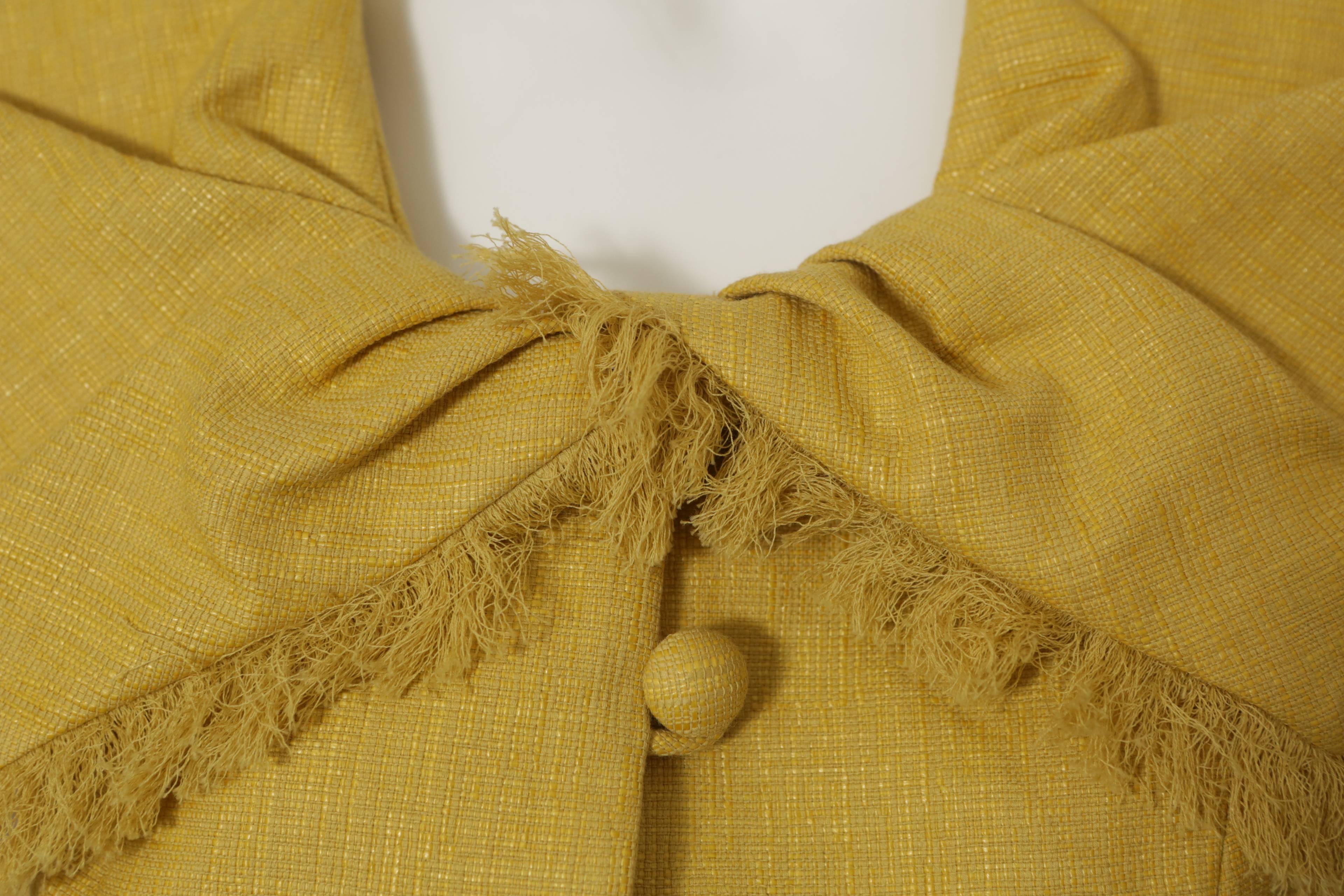 Brown Christian Dior Marigold Short Sleeve Blazer with Frayed Hem 