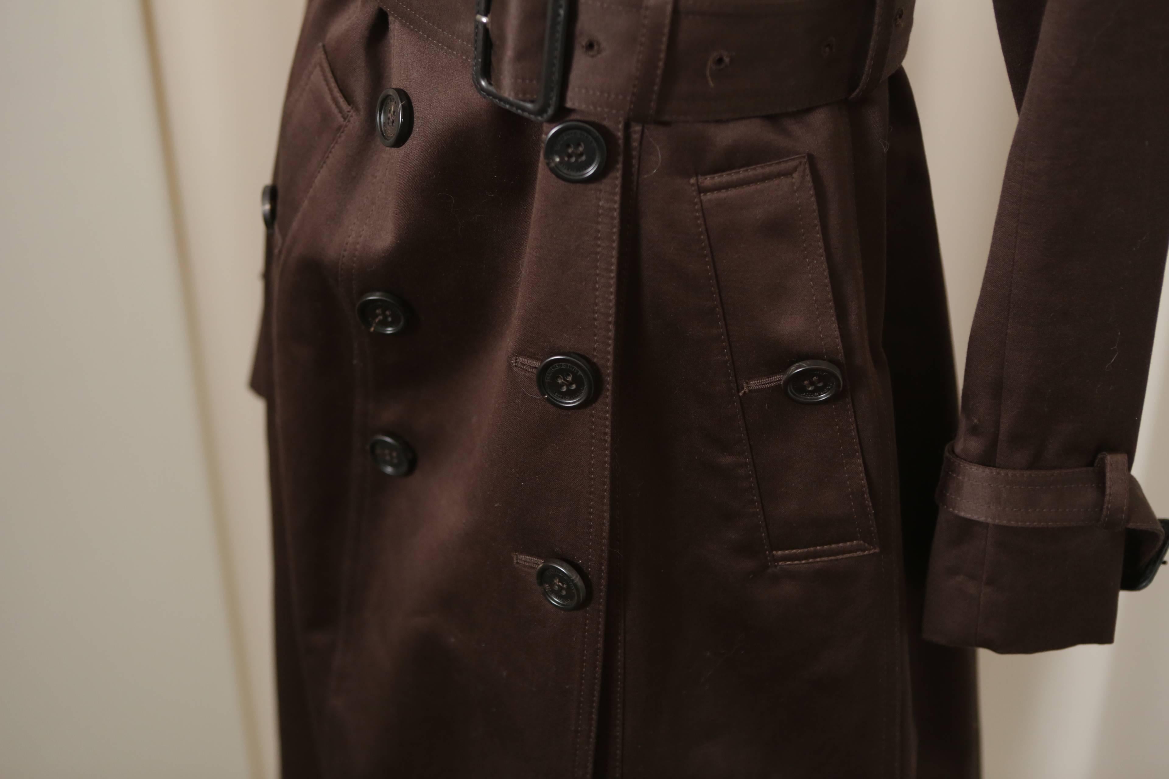Black Burberry Prorsum Brown Classic Trench W/ Removable Dyed Rabbit Collar