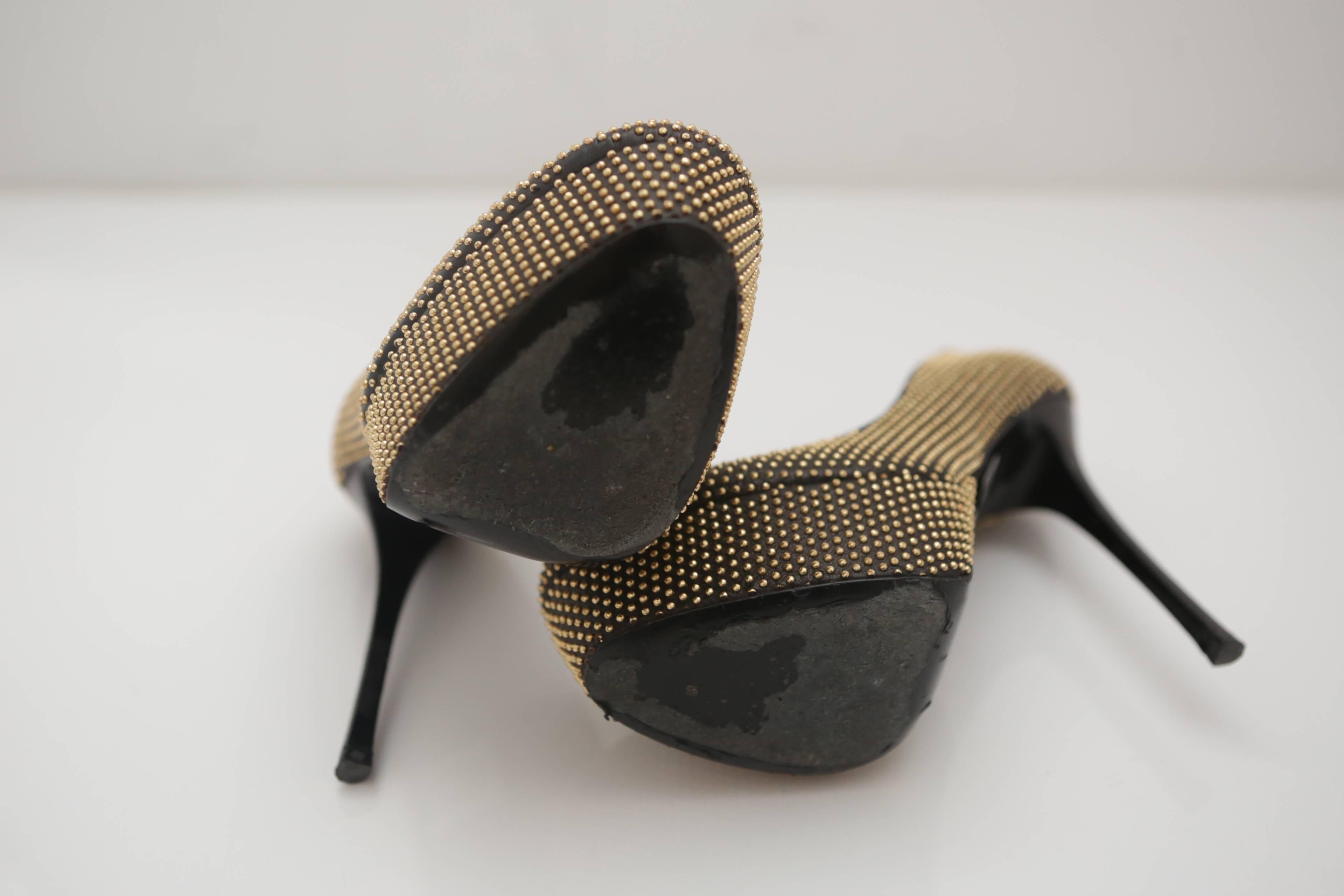 Black Alexander McQueen Gold Studded Platform Heels