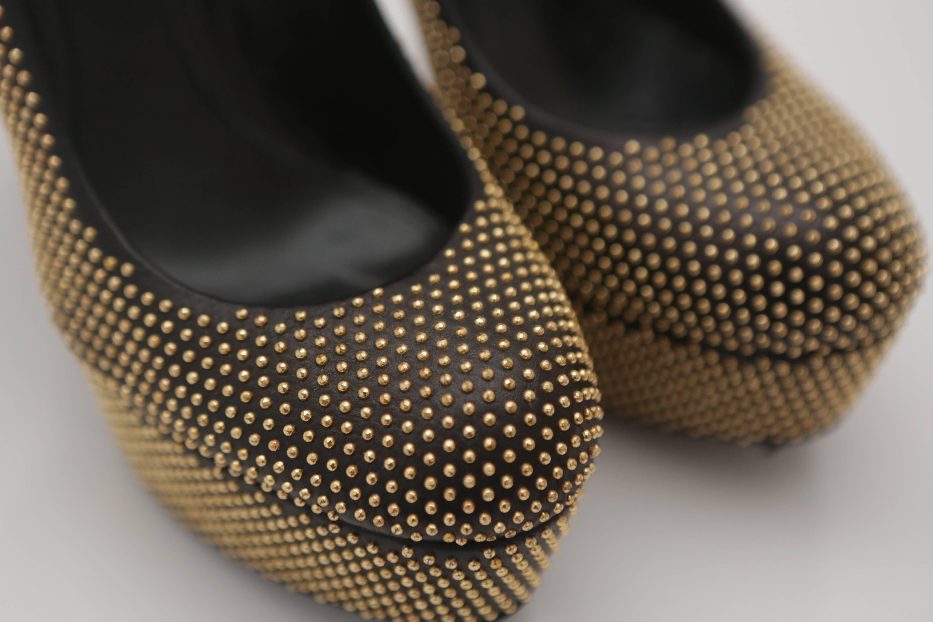 Alexander McQueen Gold Studded Platform Heels 2