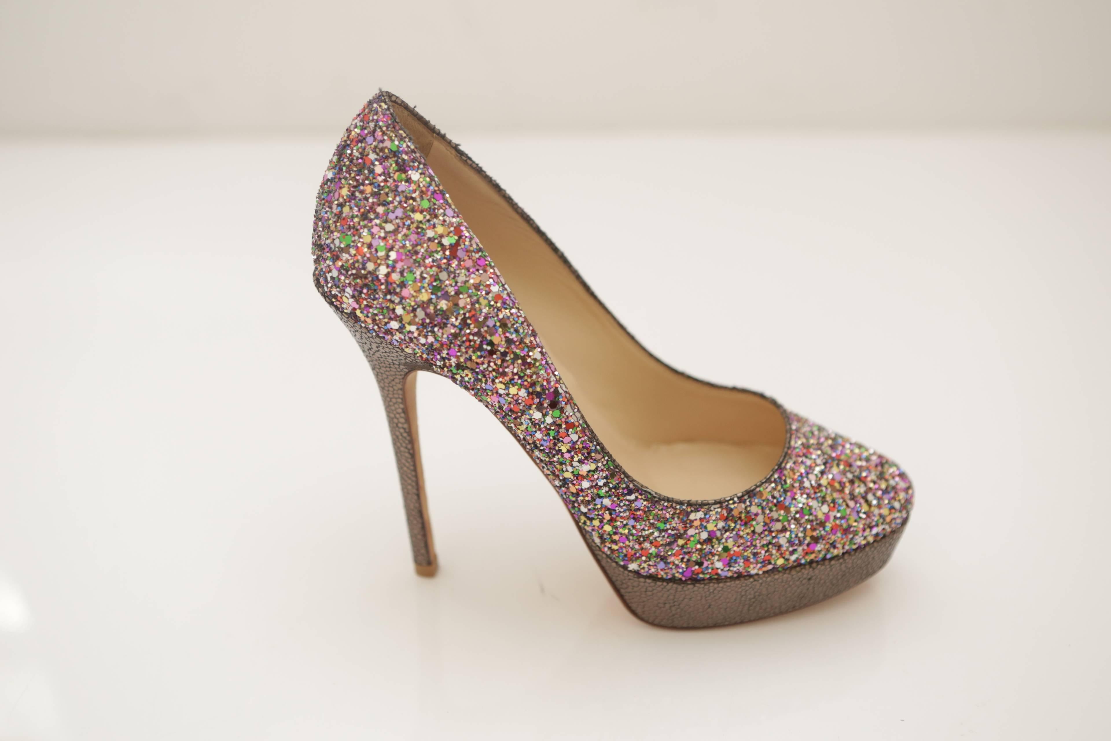 Brown Jimmy Choo Glitter Pumps