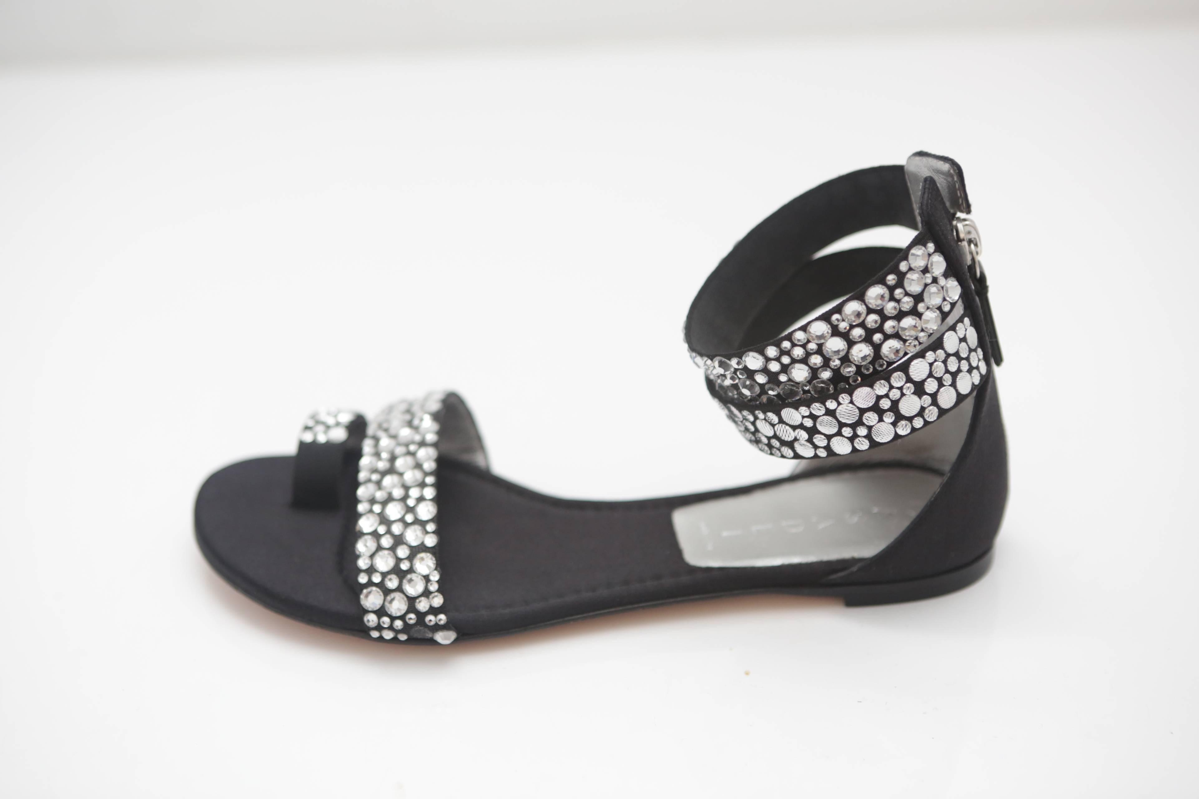 Black Casadei Crystal Sandal Flats