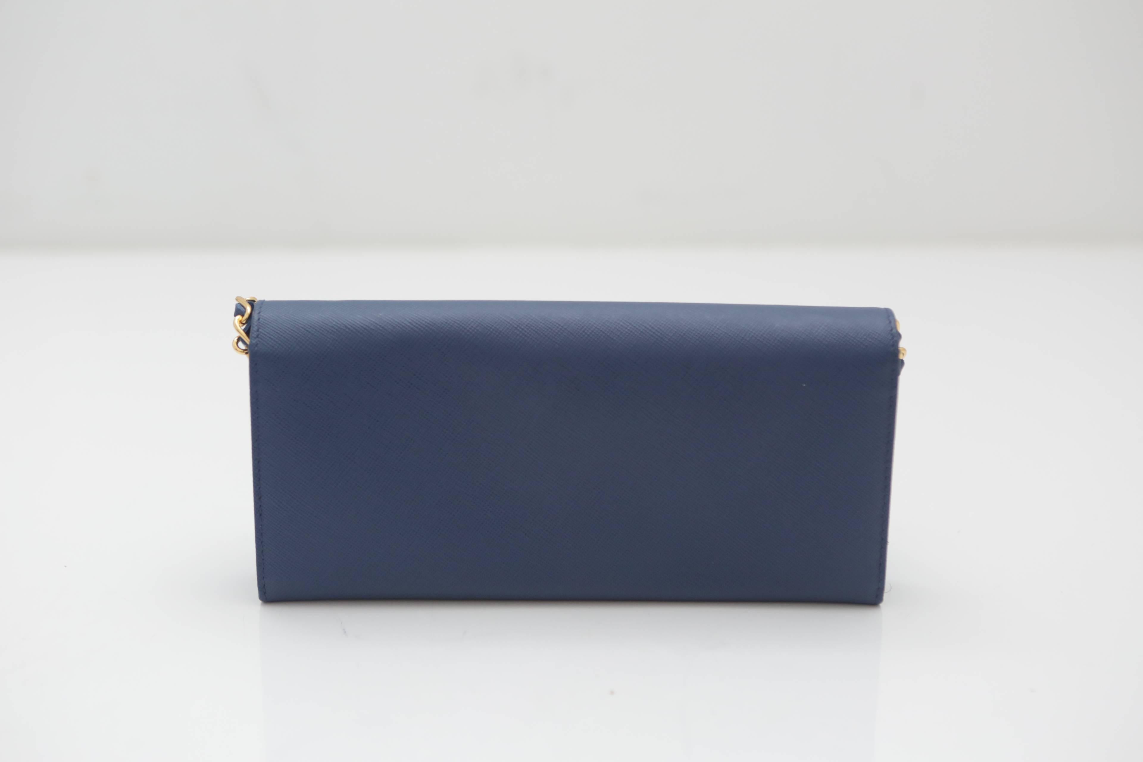 Purple Prada Saffiano Oro Wallet Handbag on a Chain
