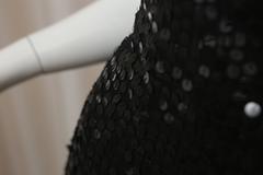 Rachel Gilbert Black Strapless Sequin Evening Gown