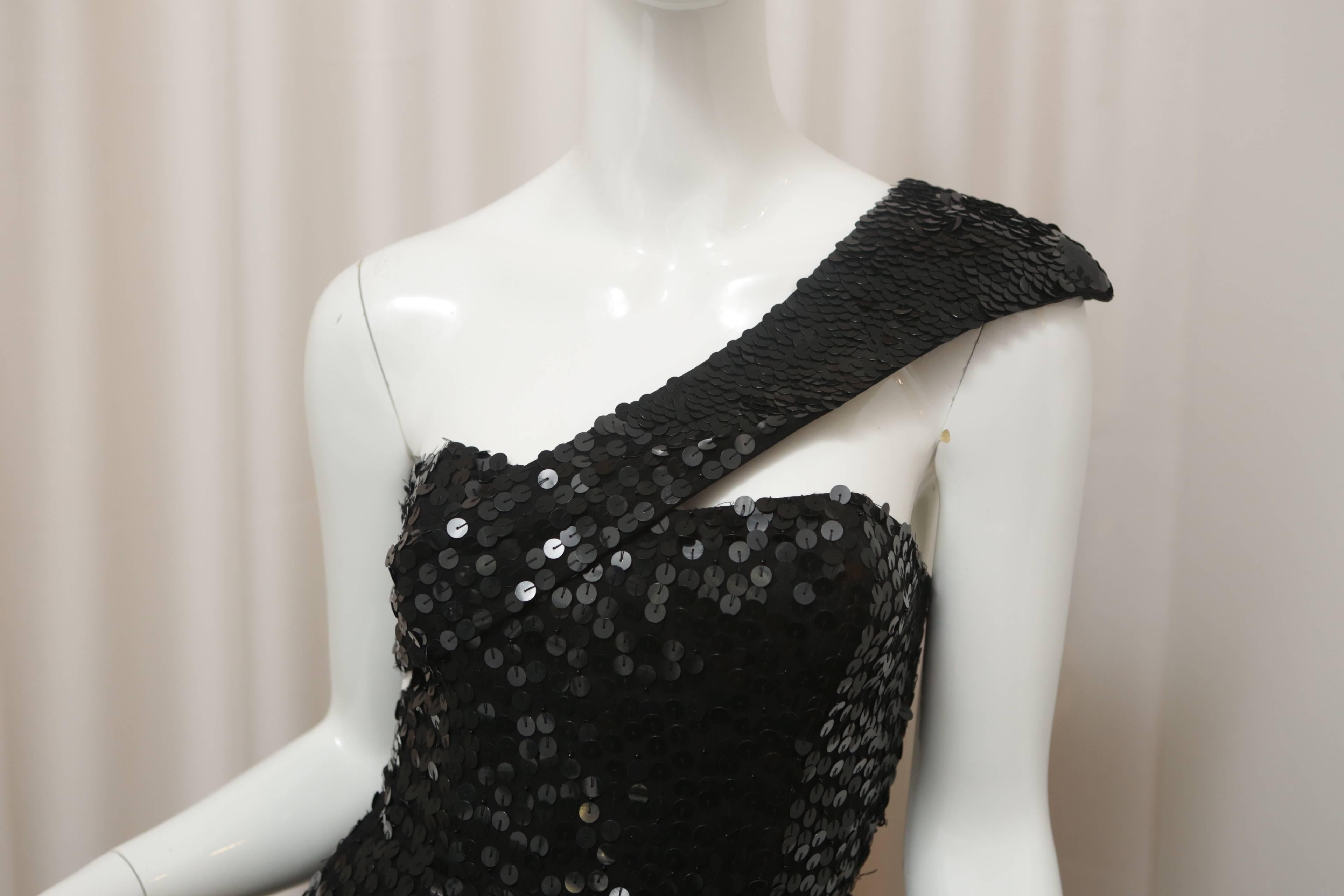 Women's Rachel Gilbert Black Strapless Sequin Evening Gown