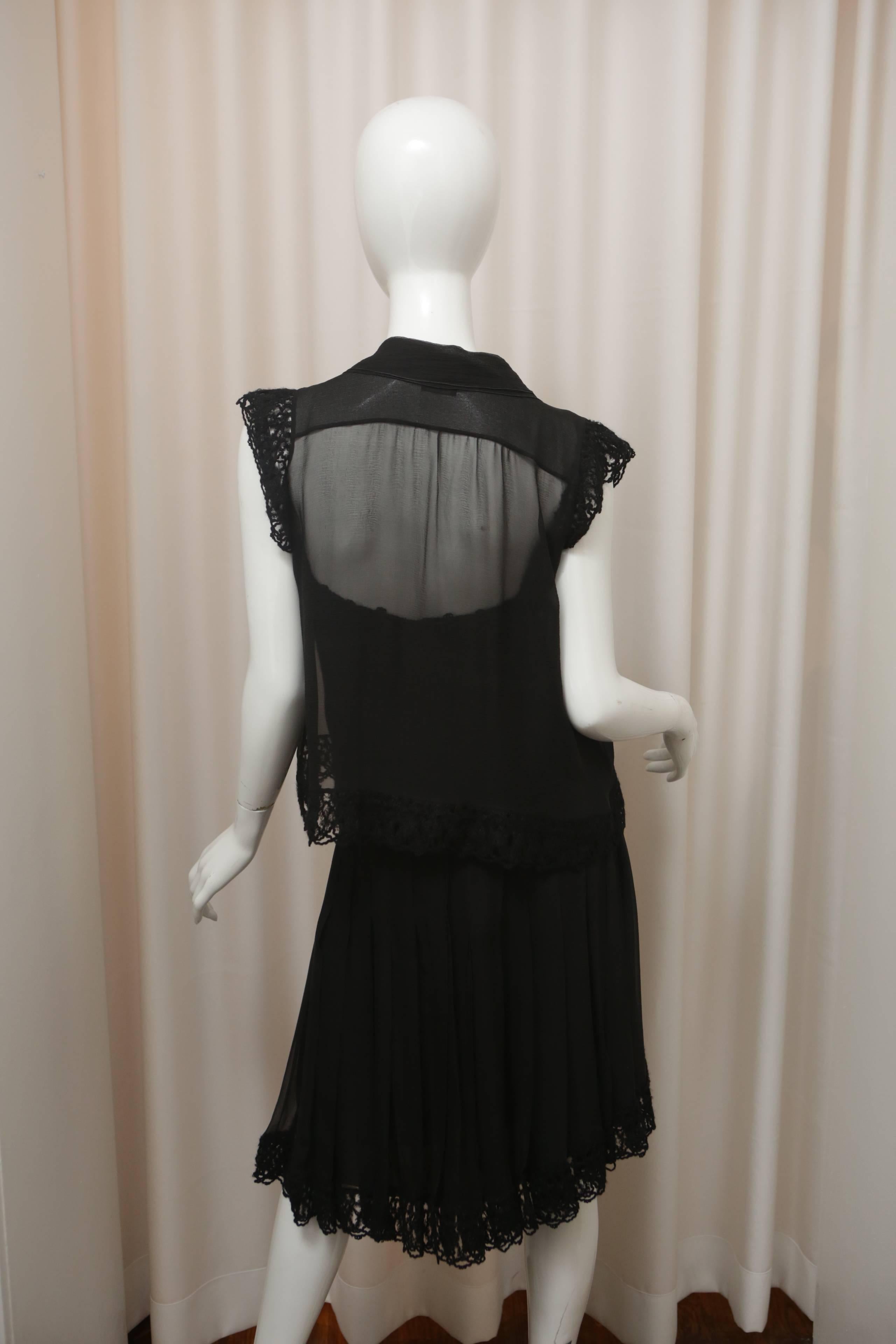 Women's Chanel Three-piece Black Silk Ensemble