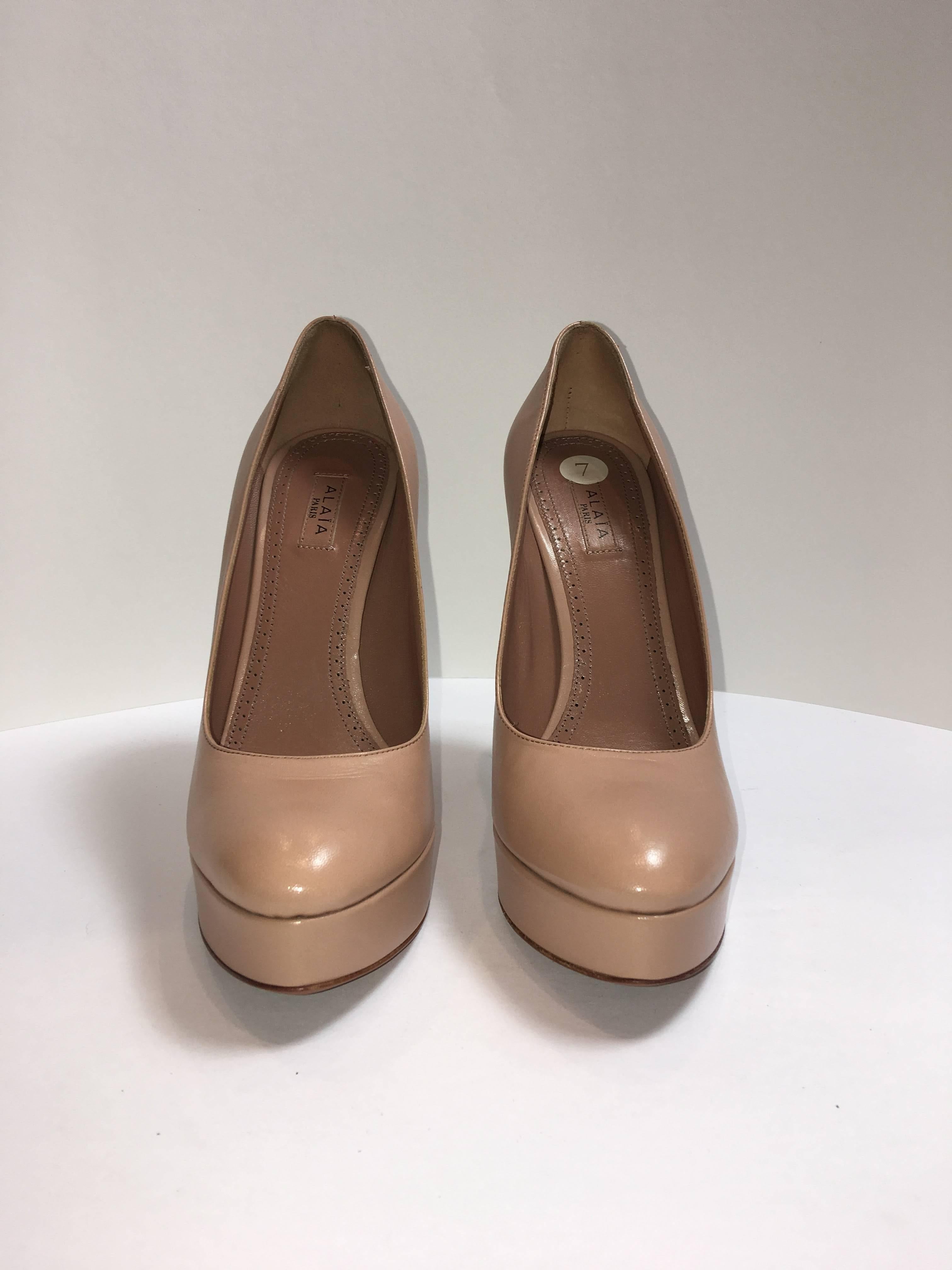 Brown Alaia Platform Pumps