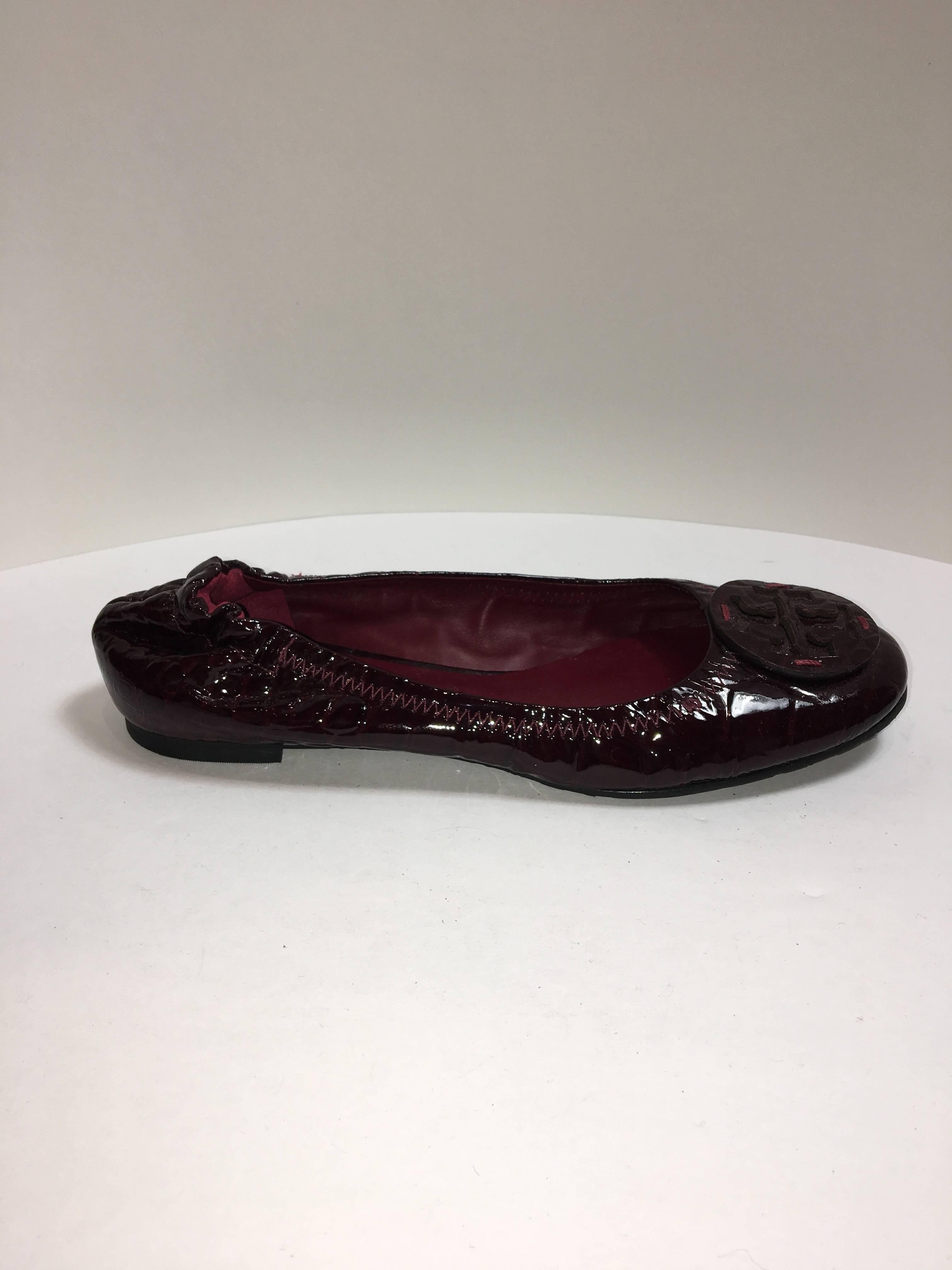 Maroon Patent Leather "Riva" Ballet Flat. 