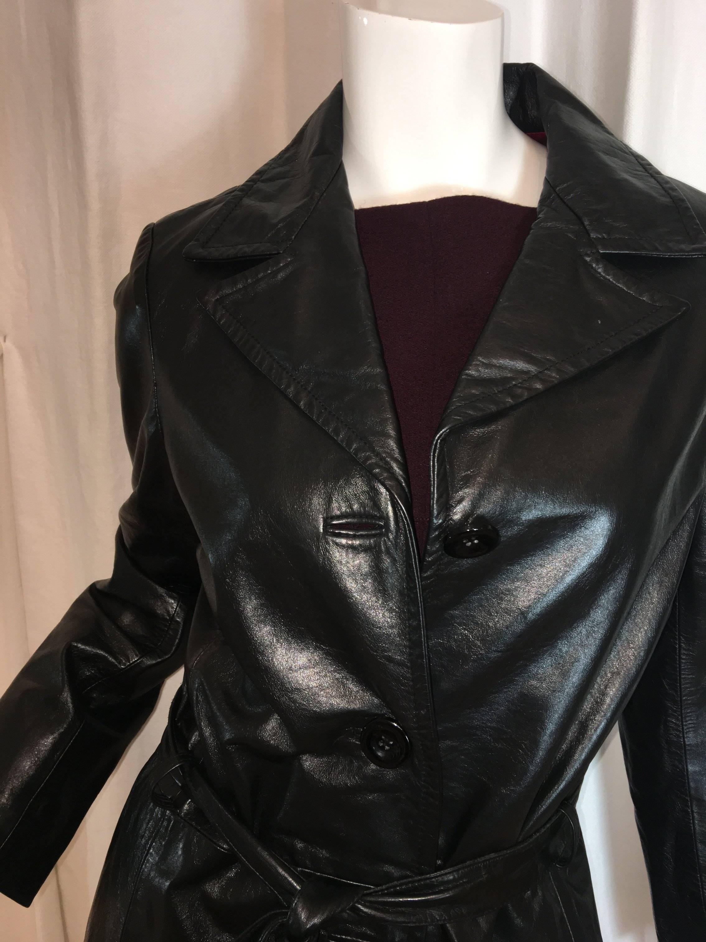 Katayone Adeli Leather Coat In Good Condition In Bridgehampton, NY