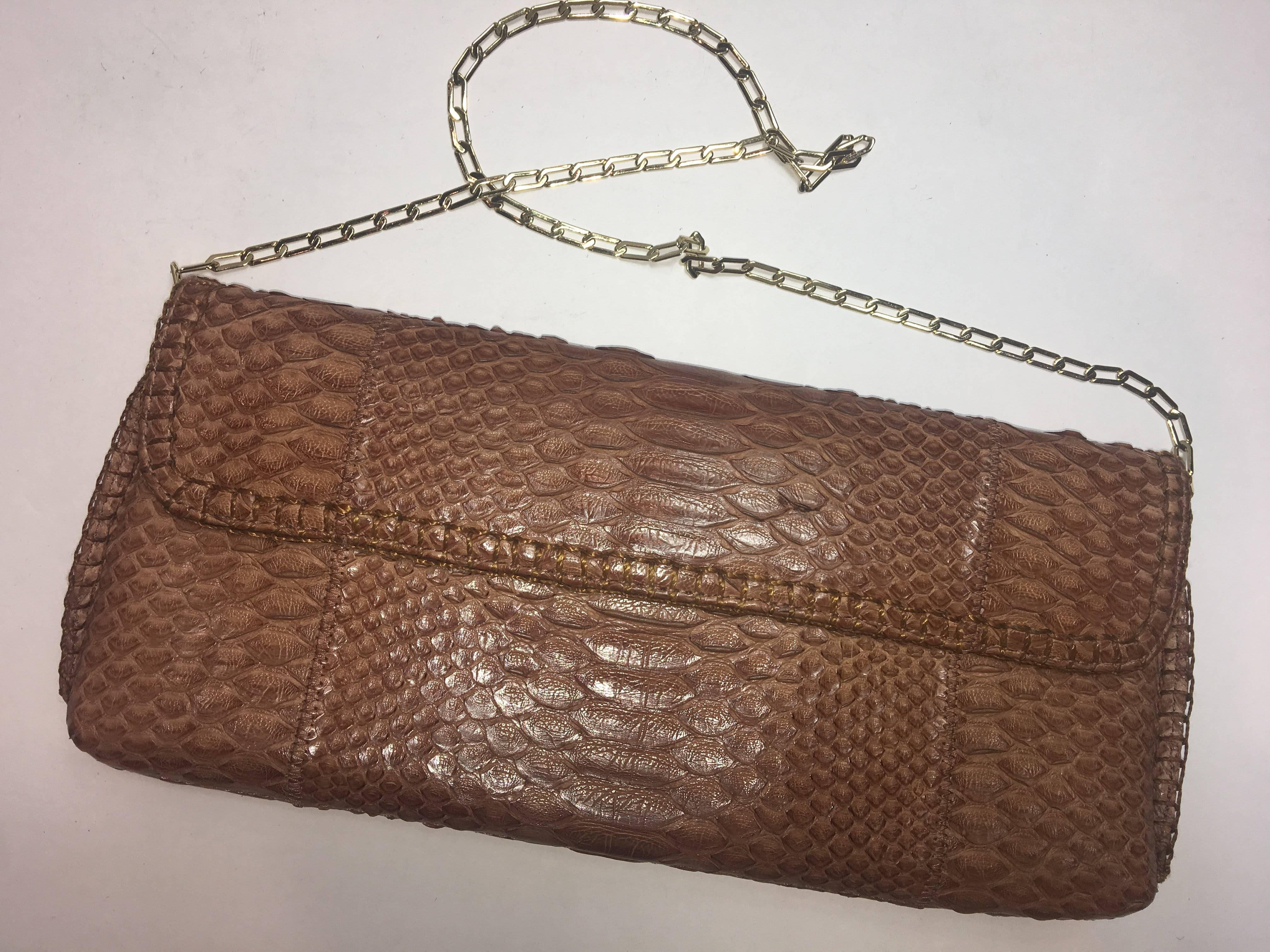 Carlos Falchi Python Clutch In Good Condition In Bridgehampton, NY