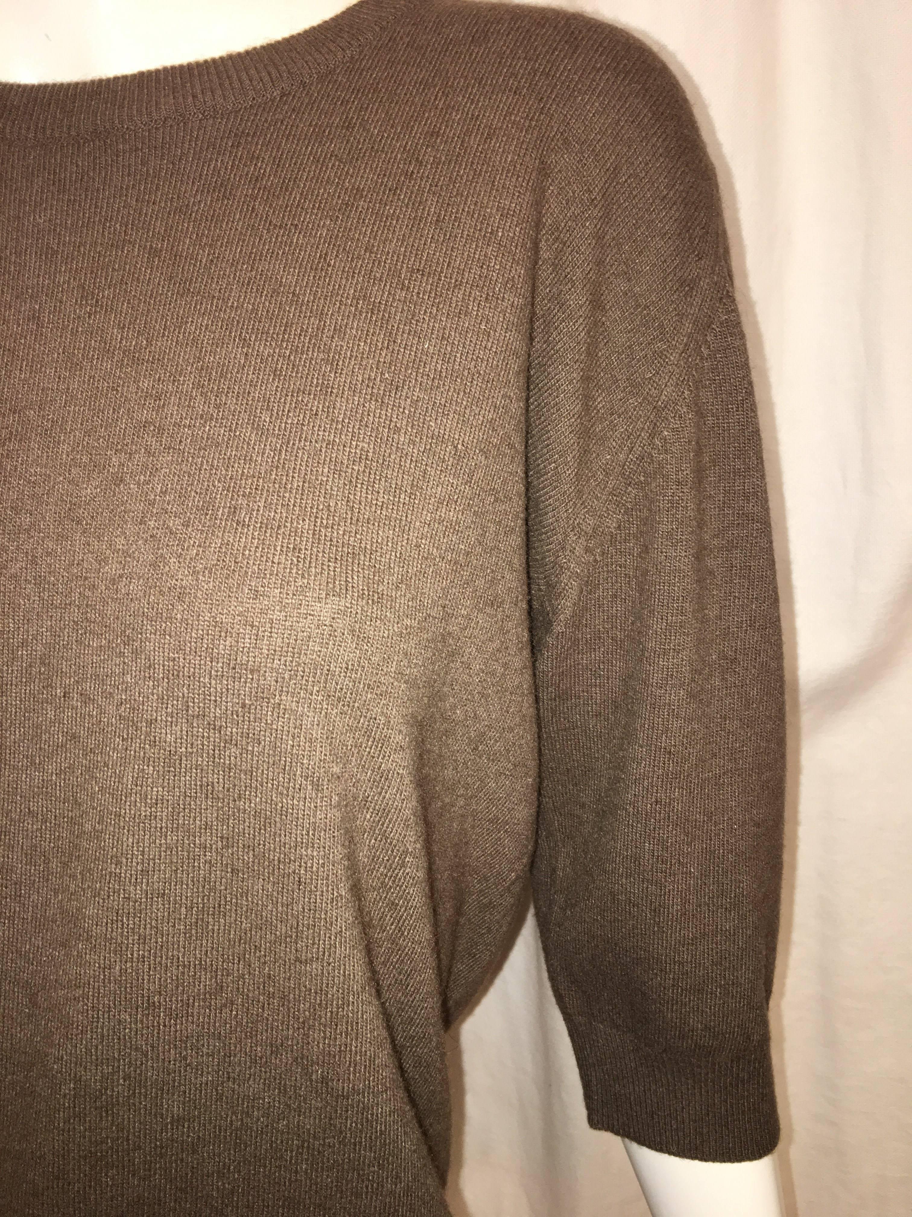 Chanel Cashmere 3/4 Sleeve Sweater with Crew Neck. Circa 1991 