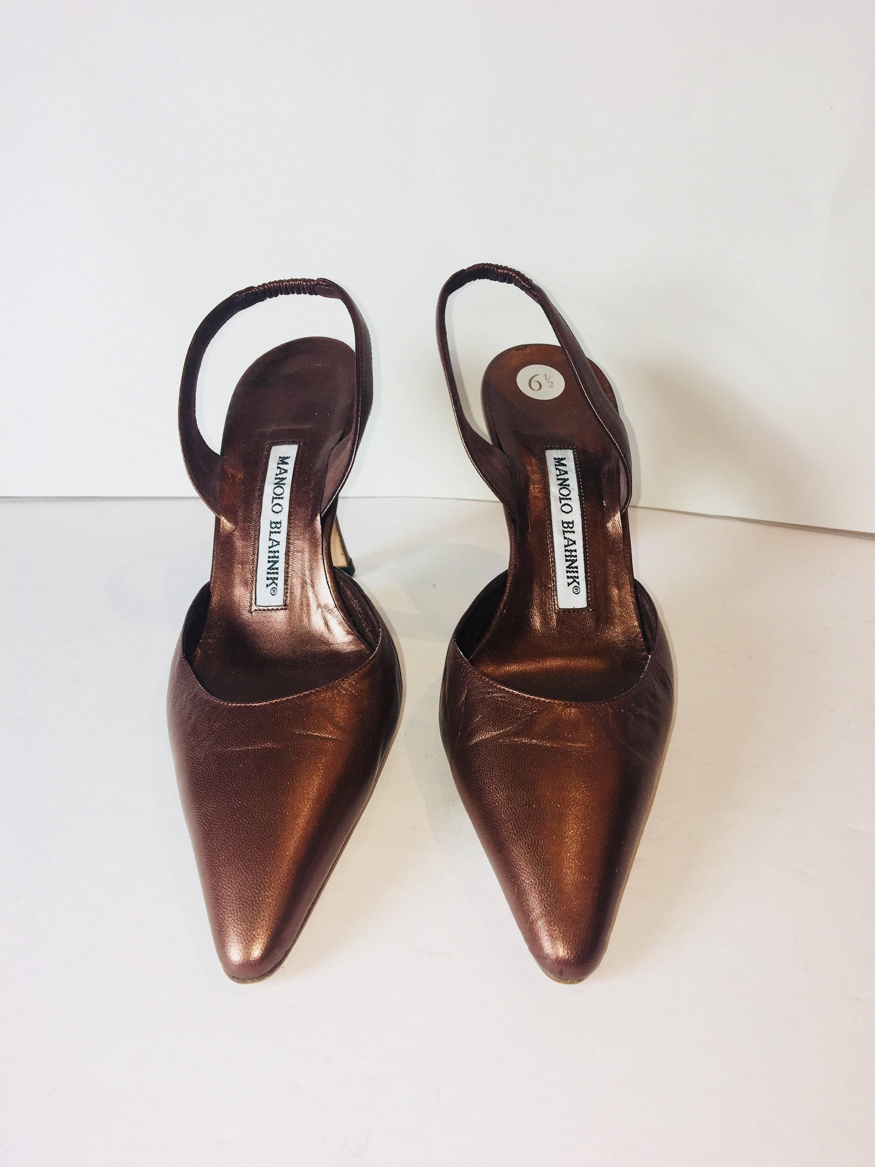 Manolo Blahnik Slingback In Excellent Condition In Bridgehampton, NY