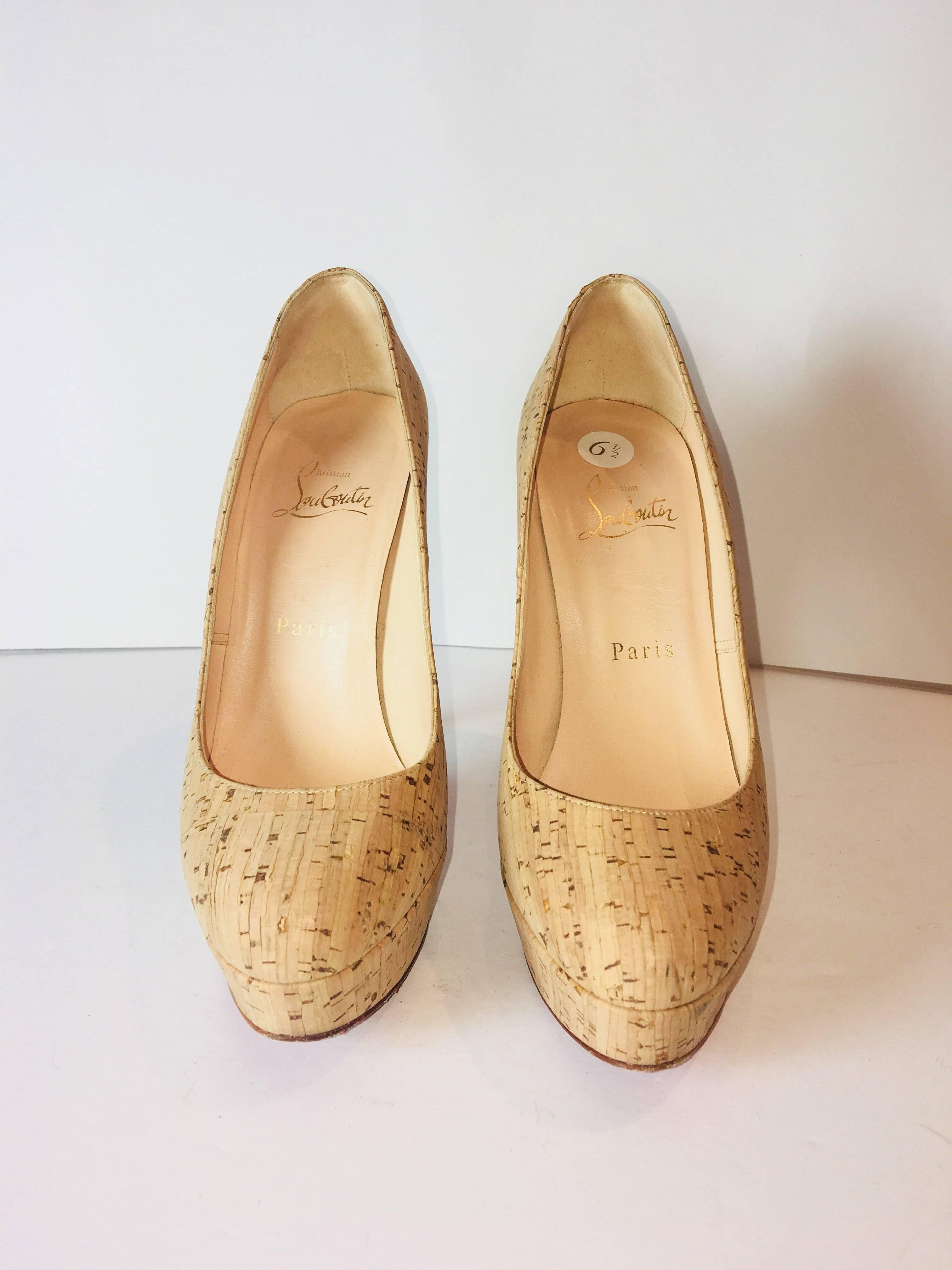 christian louboutin cork pumps