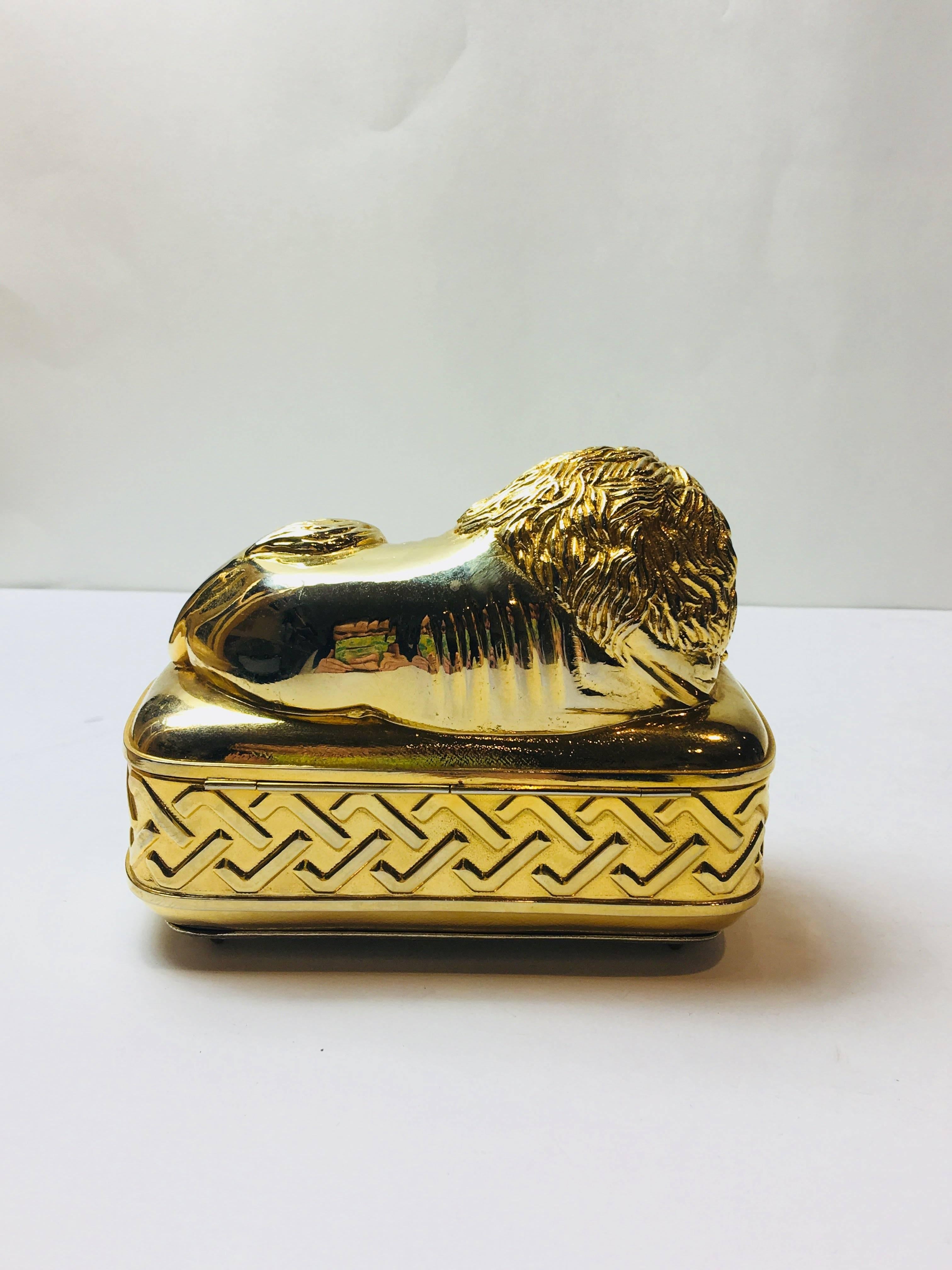 Vintage Judith Leiber Lion Minaudière Gold Clutch