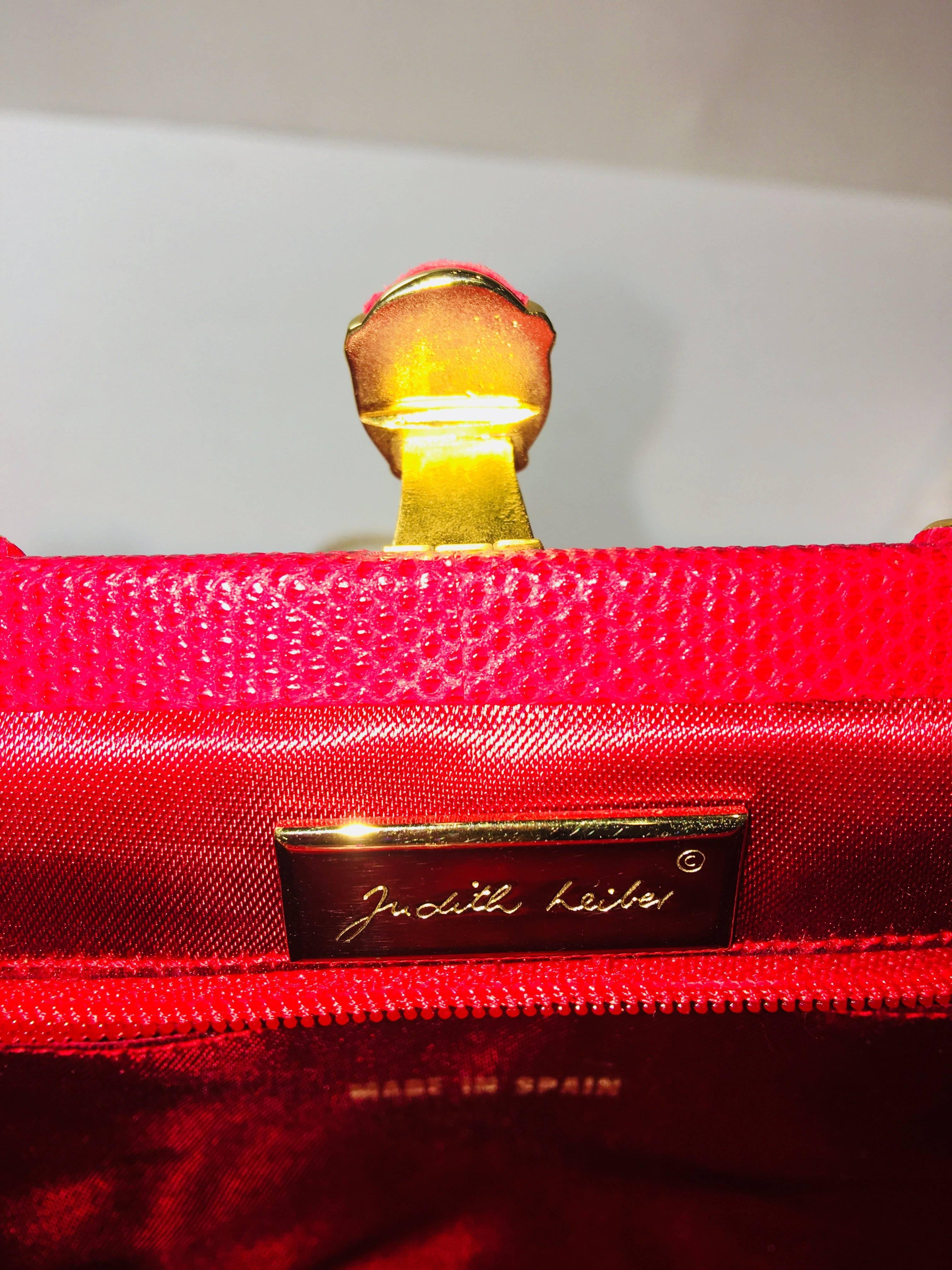Women's or Men's Judith Leiber Red Leather Clutch