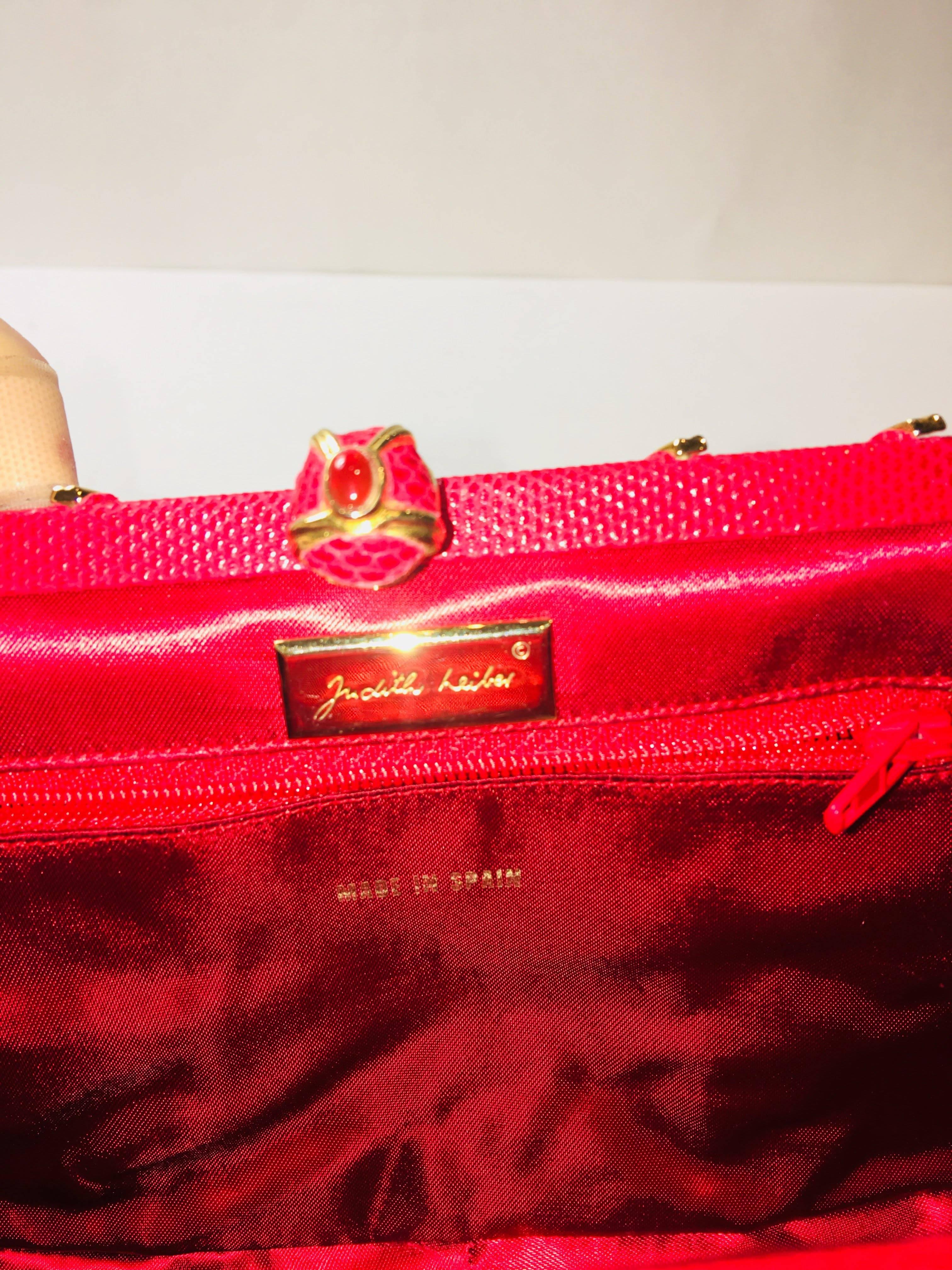 Judith Leiber Red Leather Clutch 1