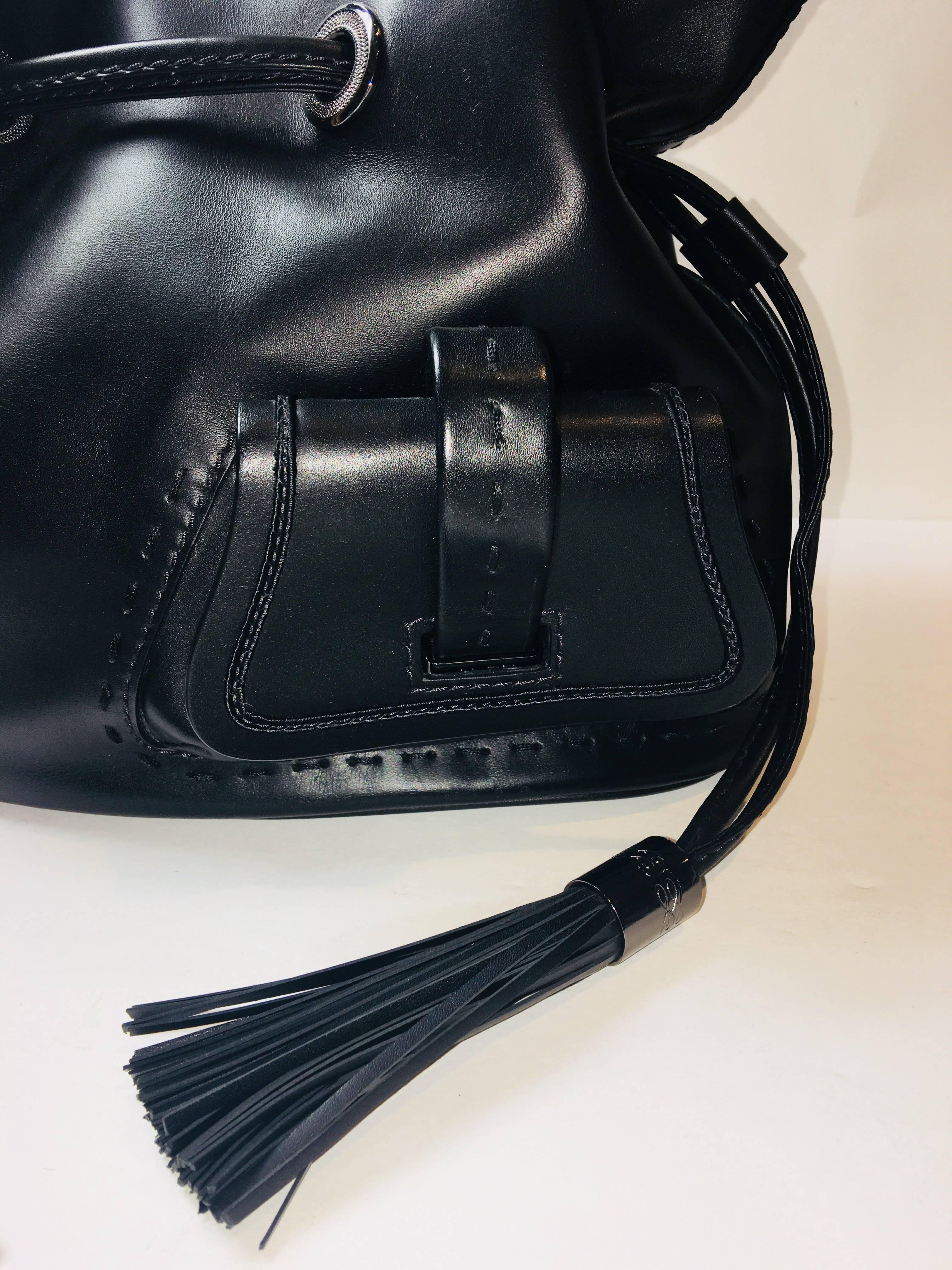 Lancel Double Handle Top Bag with Removable Crossbody Strap, Cinched Sides with Tassel.