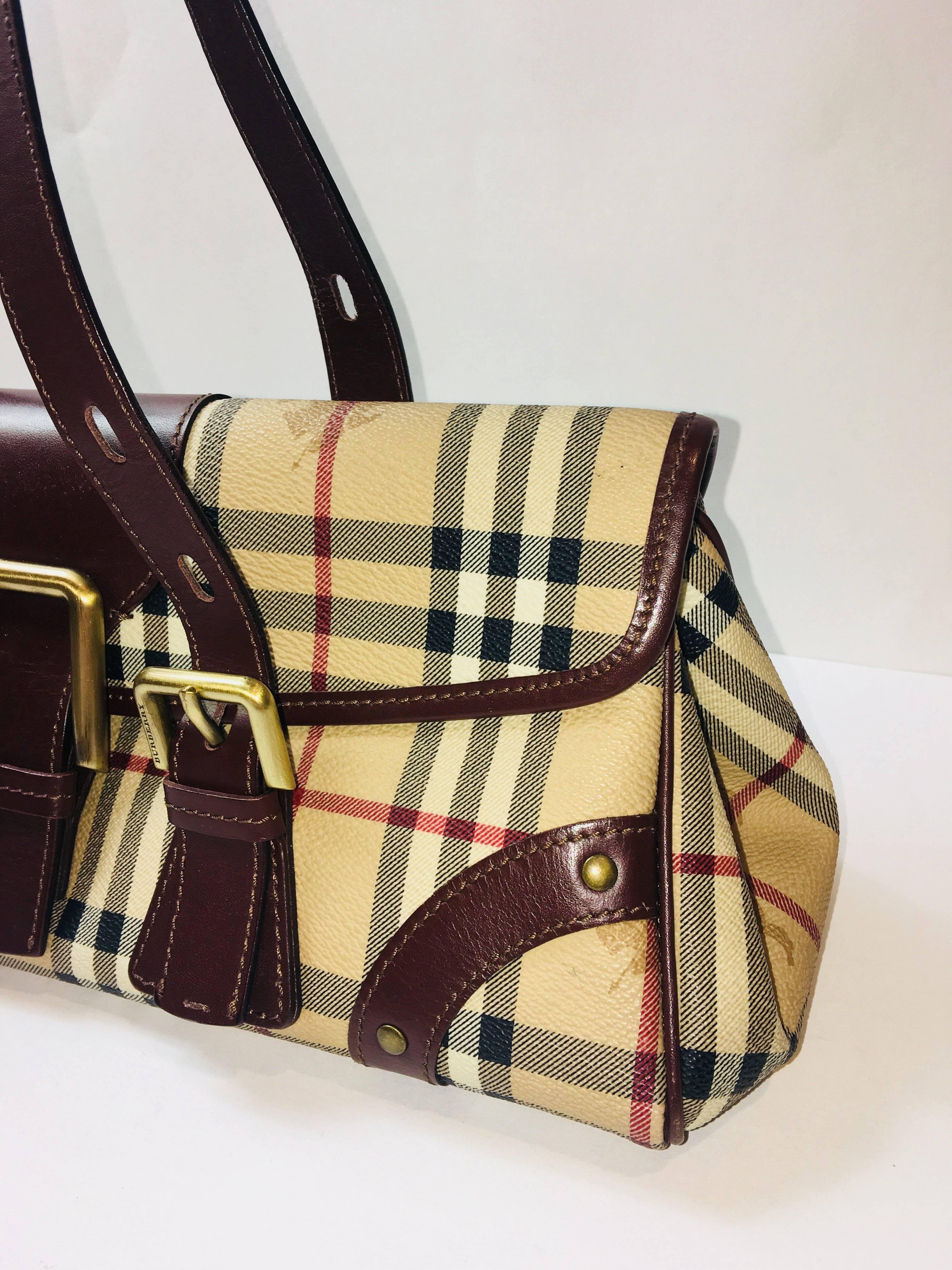 Burberry Nova Check Satchel Bag In Excellent Condition In Bridgehampton, NY