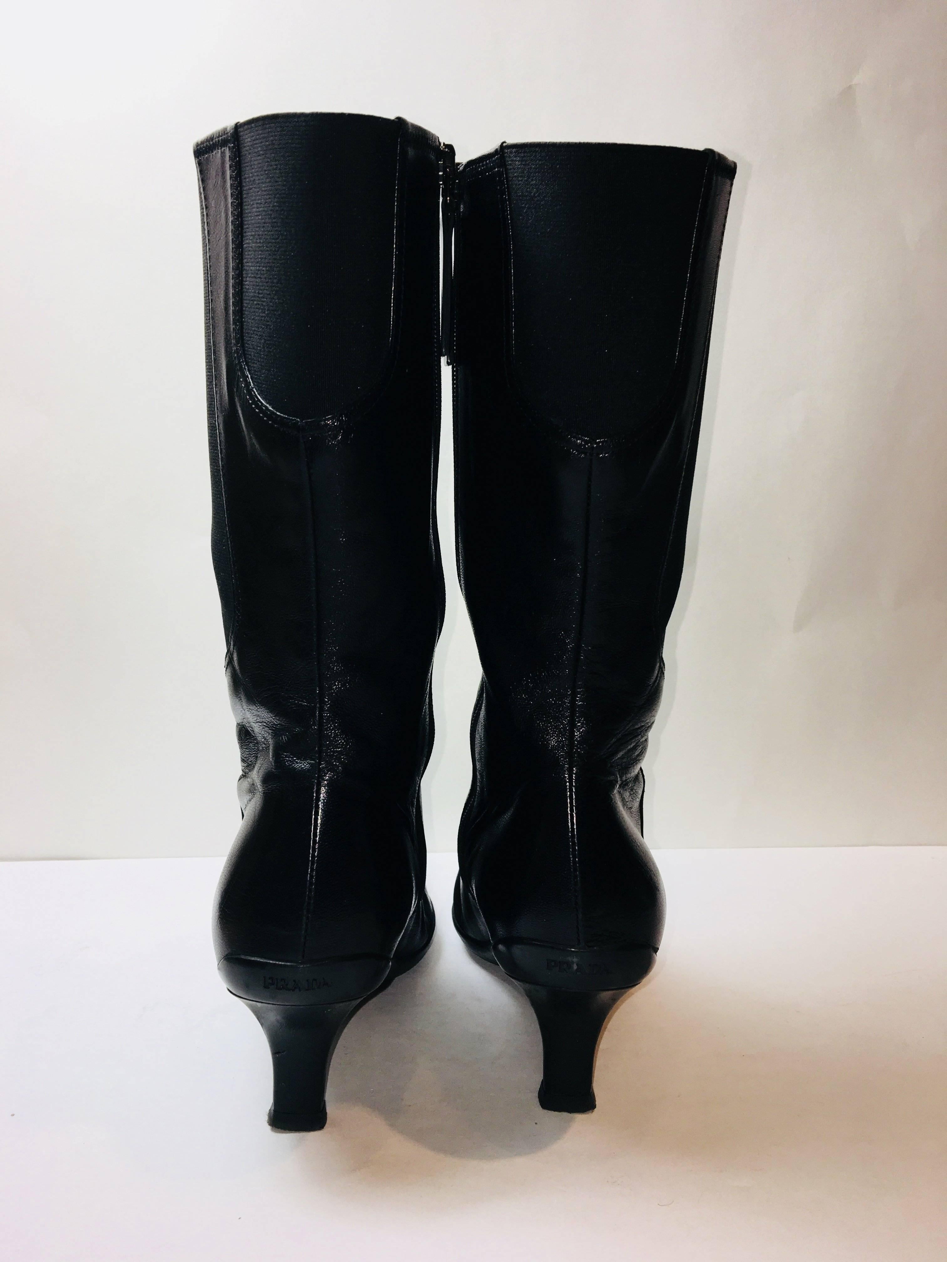 Prada Mid Calf Boots In Excellent Condition In Bridgehampton, NY