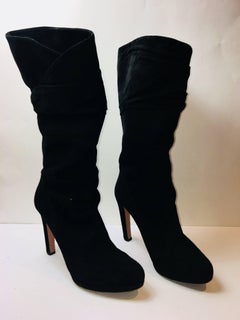 Prada Mid Calf Suede Boot