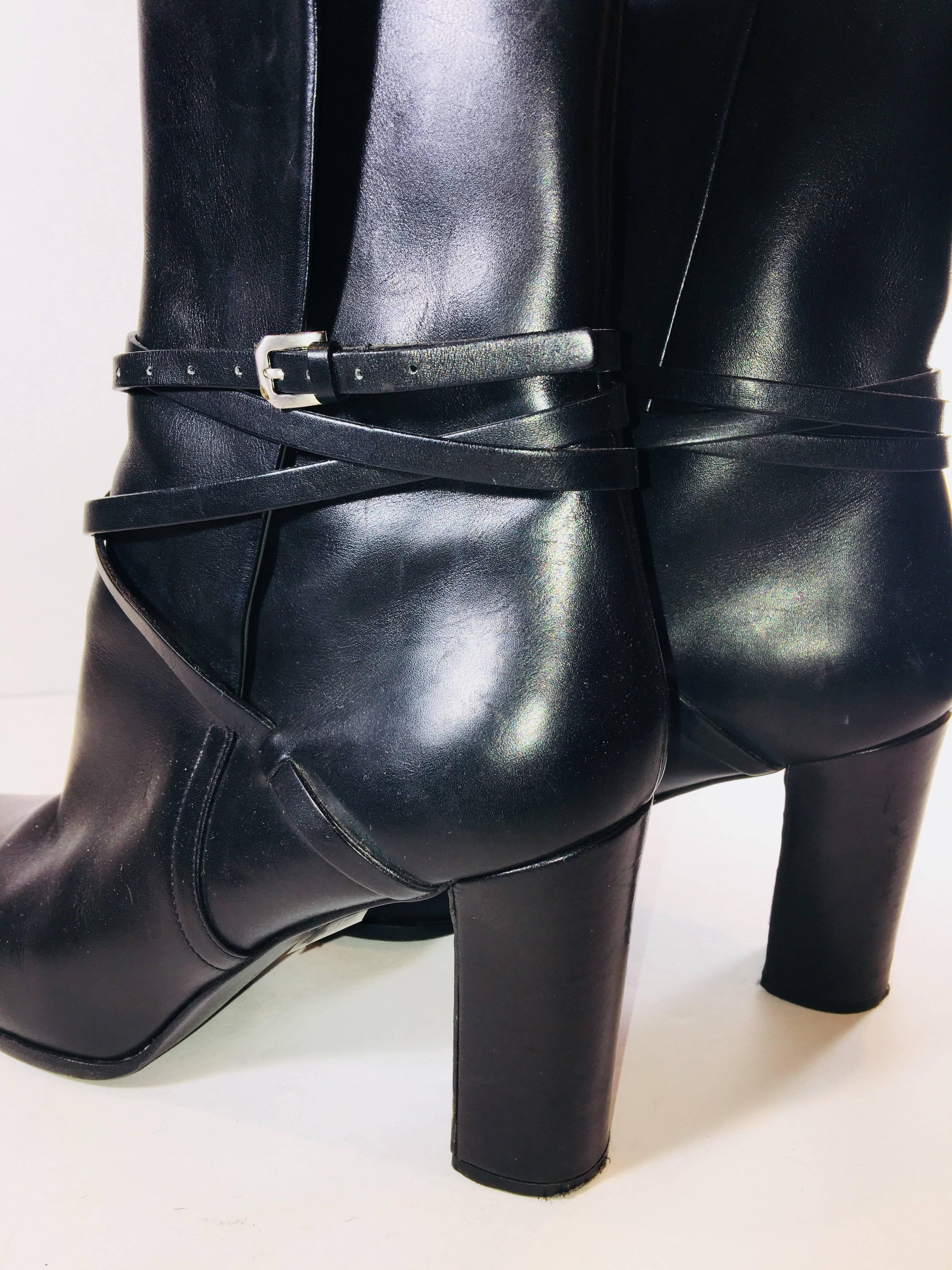 Jil Sander Leather Wrap Boots In Excellent Condition In Bridgehampton, NY