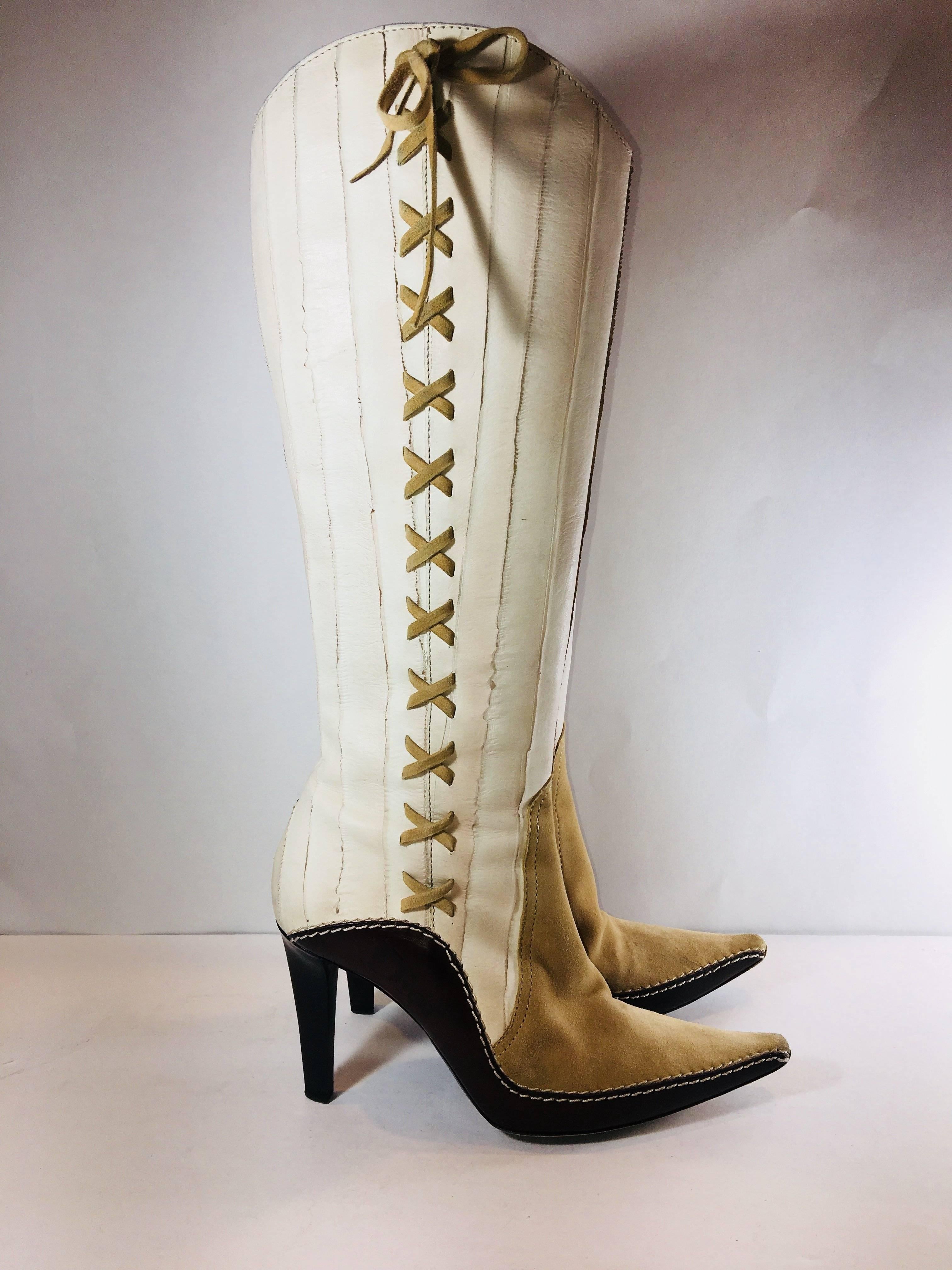 Christian Dior Lace Up Boot In Excellent Condition In Bridgehampton, NY