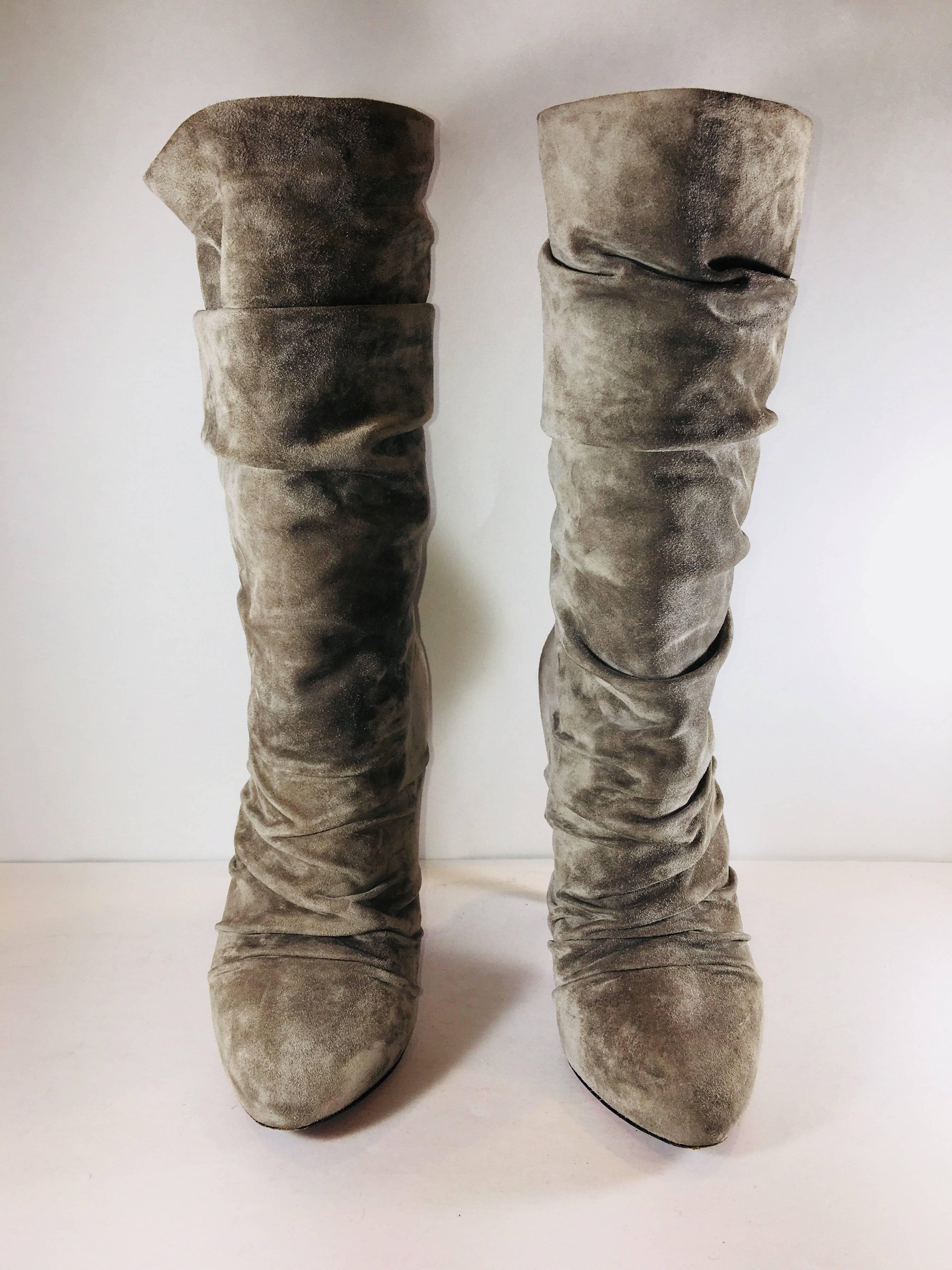 Women's Christian Louboutin Gathered Mid Calf Boots