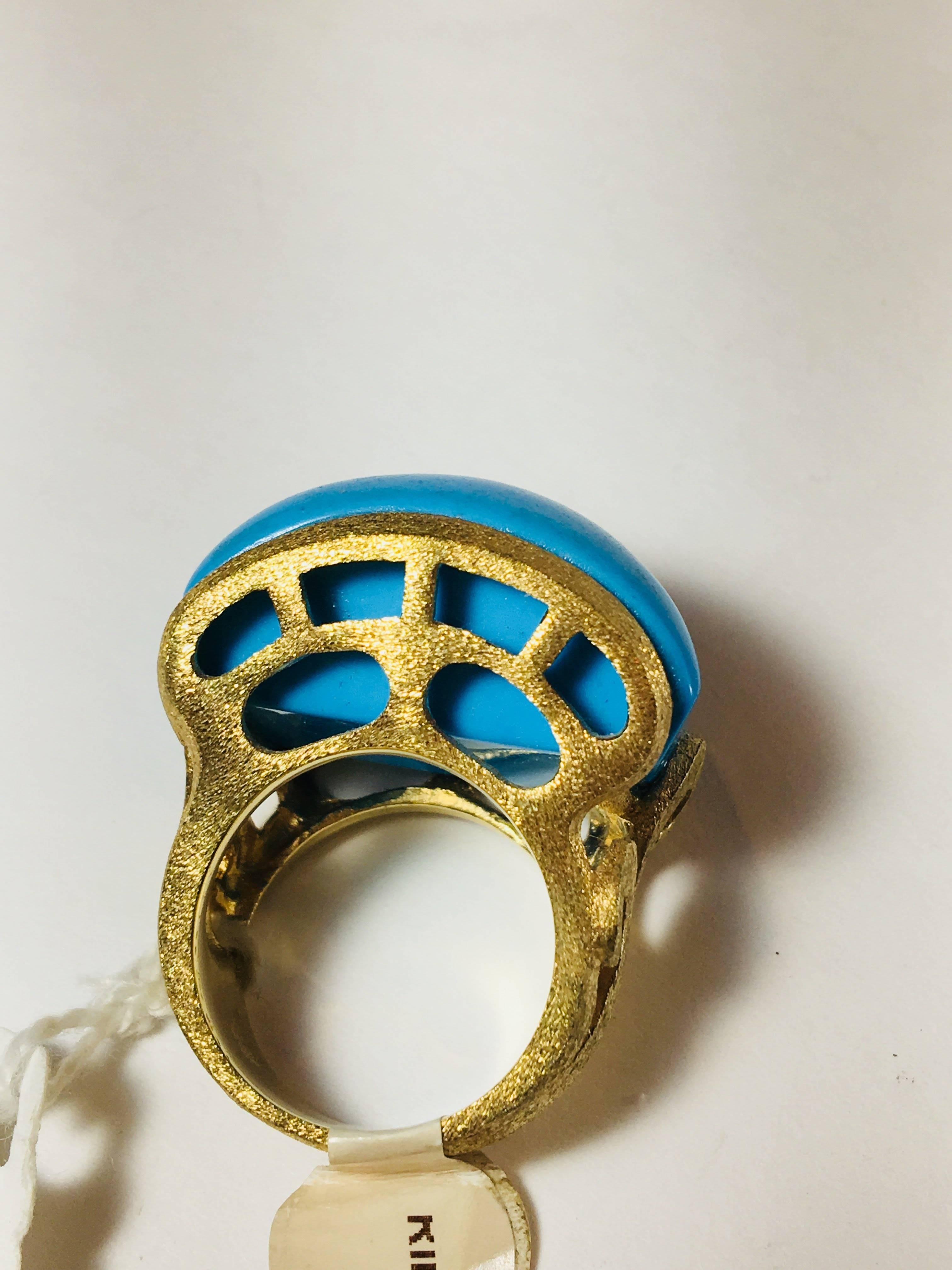 Women's or Men's Vermeil Turquoise Ring